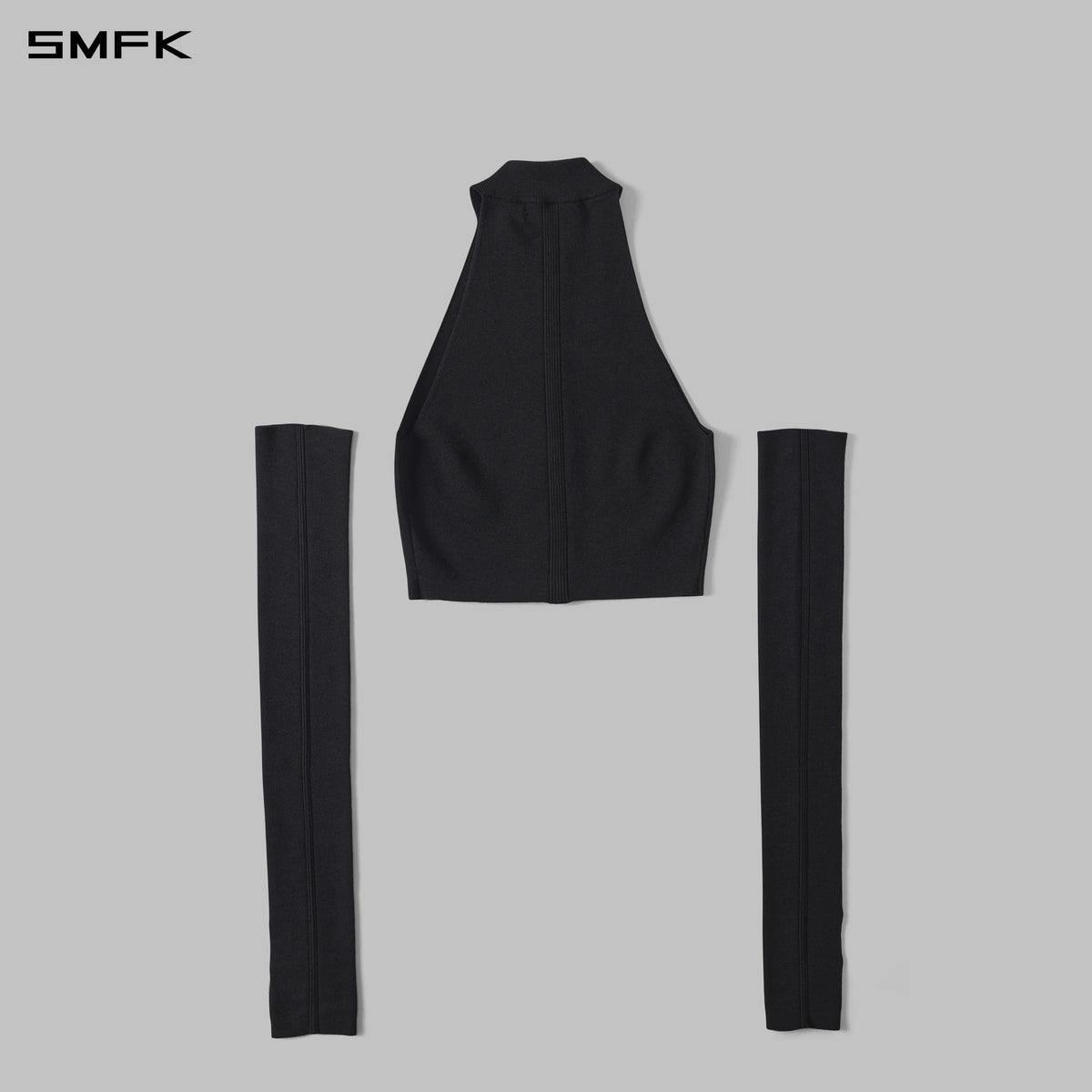 MYTH SIREN HIGH COLLAR ZIP KNIT VEST/LENZING TENCEL+SILK+COTTON WILD BLACK