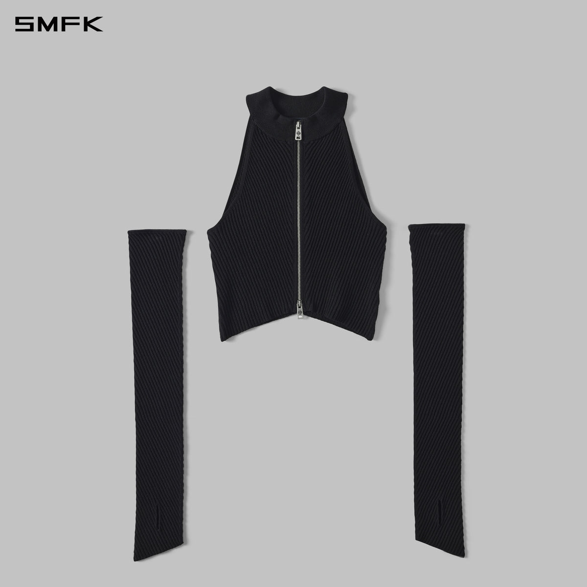 MYTH AEOLUS EVENING KNIT VEST/LENZING TENCEL+SILK+COTTON WILD BLACK