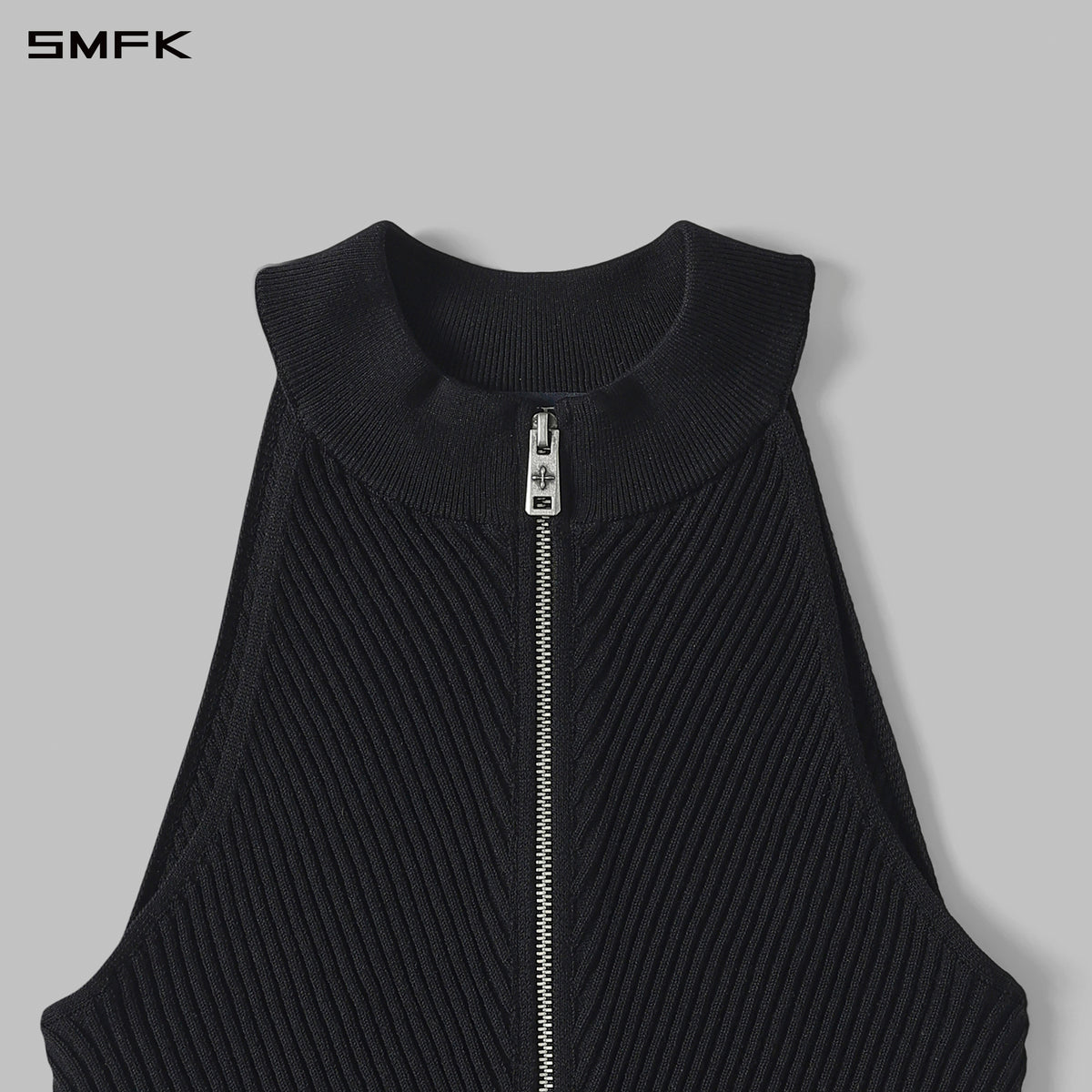 MYTH AEOLUS EVENING KNIT VEST/LENZING TENCEL+SILK+COTTON WILD BLACK