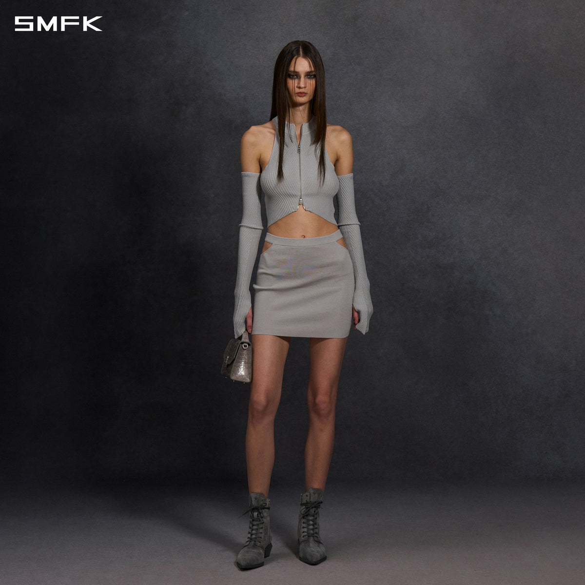 MYTH AEOLUS EVENING KNIT VEST/LENZING TENCEL+SILK+COTTON GLACIER GREY