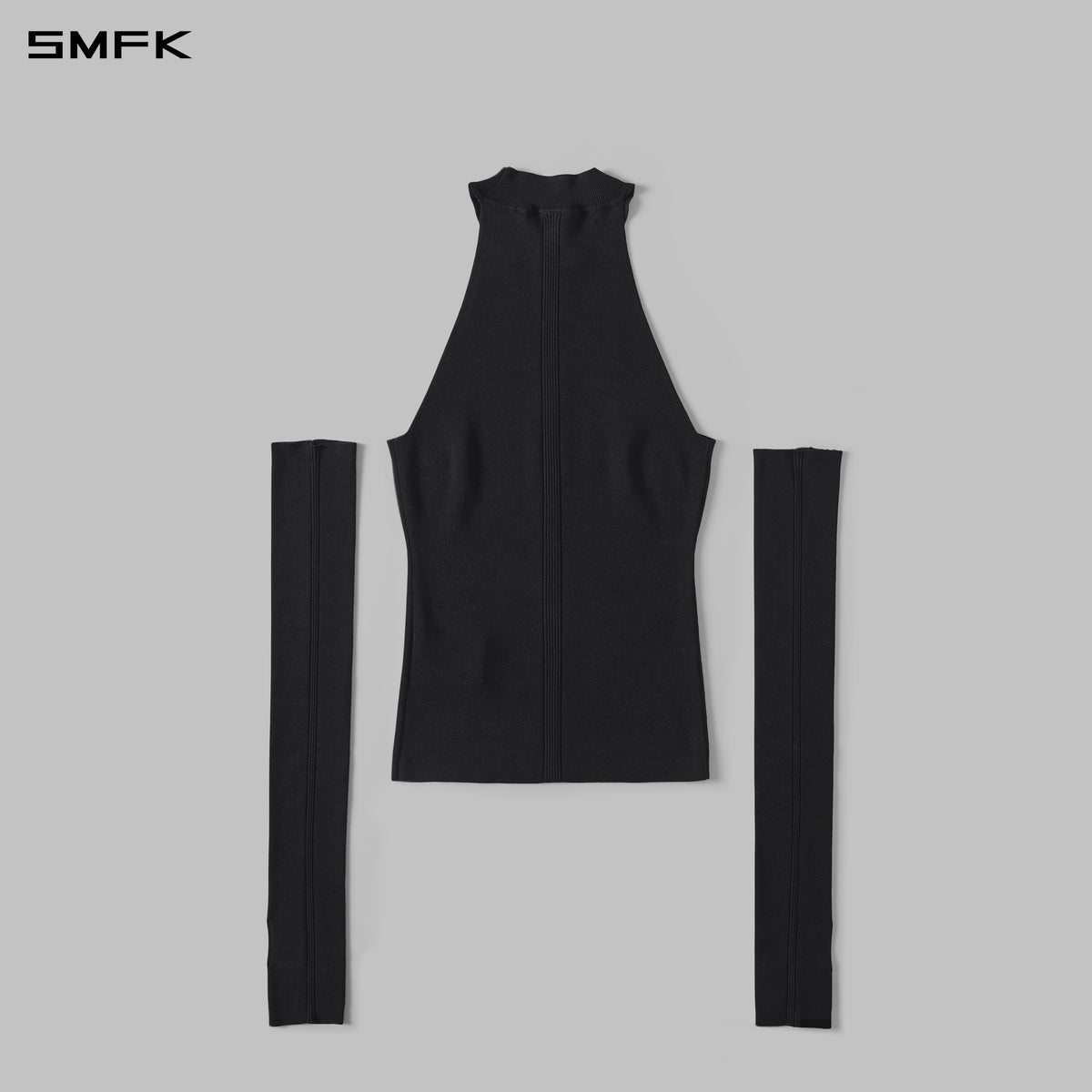 MYTH SIREN HIGH COLLAR RAGLAN KNIT VEST/SILK+LENZING TENCEL+COTTON WILD BLACK