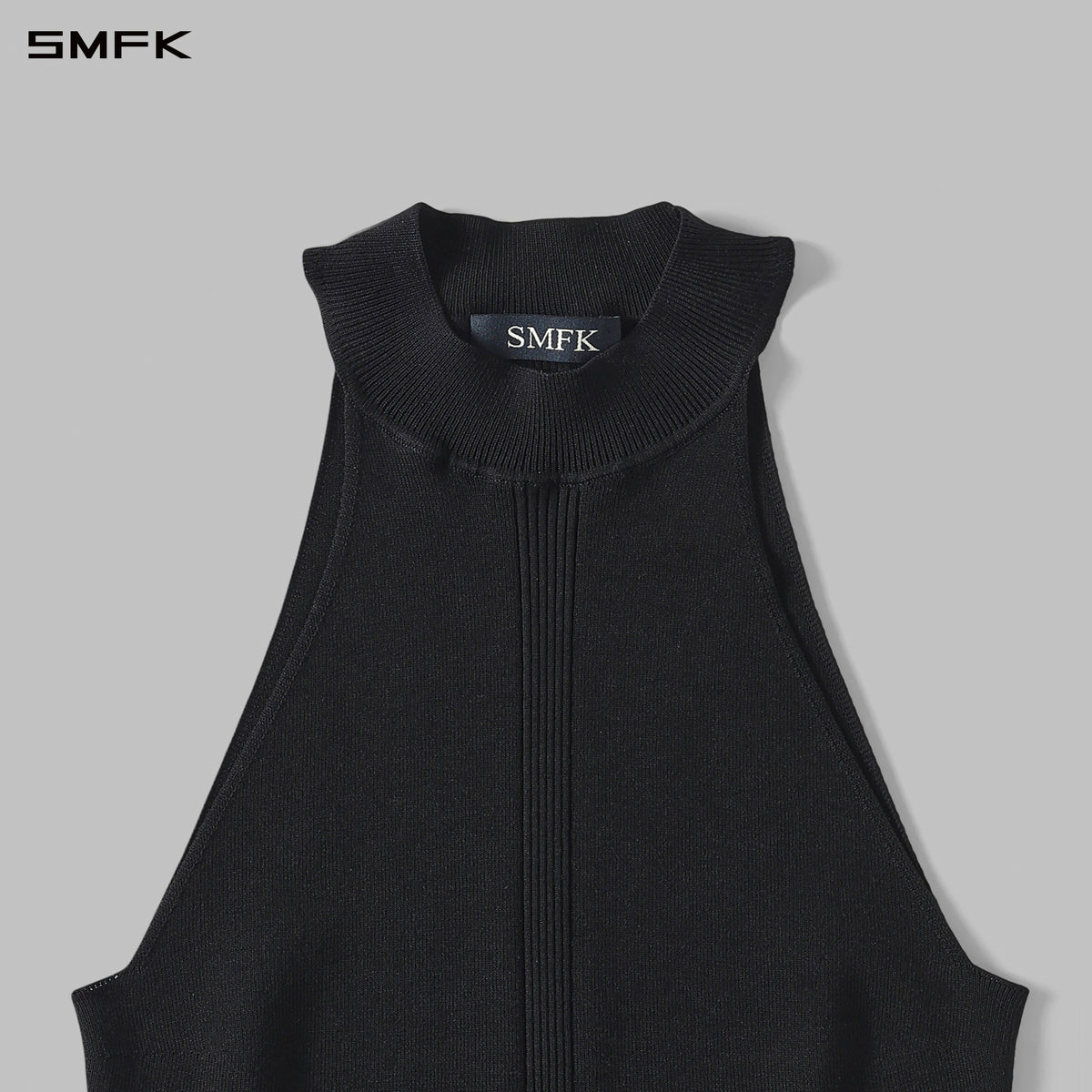 MYTH SIREN HIGH COLLAR RAGLAN KNIT VEST/SILK+LENZING TENCEL+COTTON WILD BLACK