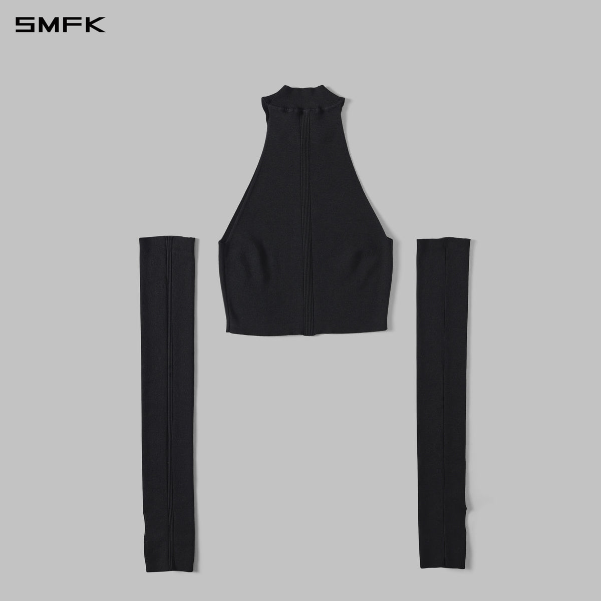 MYTH SIREN HIGH COLLAR RAGLAN KNIT VEST/SILK+LENZING TENCEL+COTTON WILD BLACK