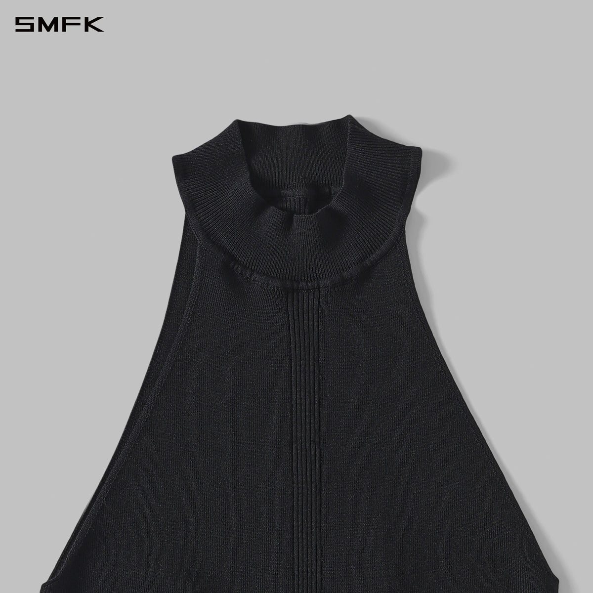 MYTH SIREN HIGH COLLAR RAGLAN KNIT VEST/SILK+LENZING TENCEL+COTTON WILD BLACK