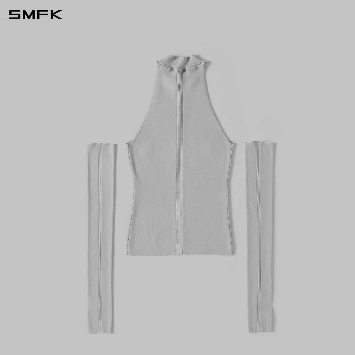 MYTH SIREN HIGH COLLAR RAGLAN KNIT VEST/SILK+LENZING TENCEL+COTTON GLACIER GREY