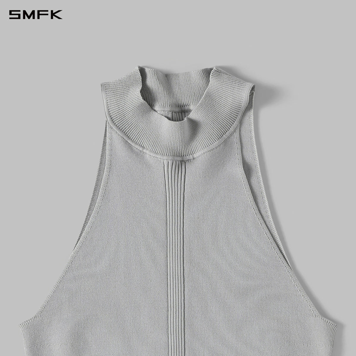 MYTH SIREN HIGH COLLAR RAGLAN KNIT VEST/SILK+LENZING TENCEL+COTTON GLACIER GREY