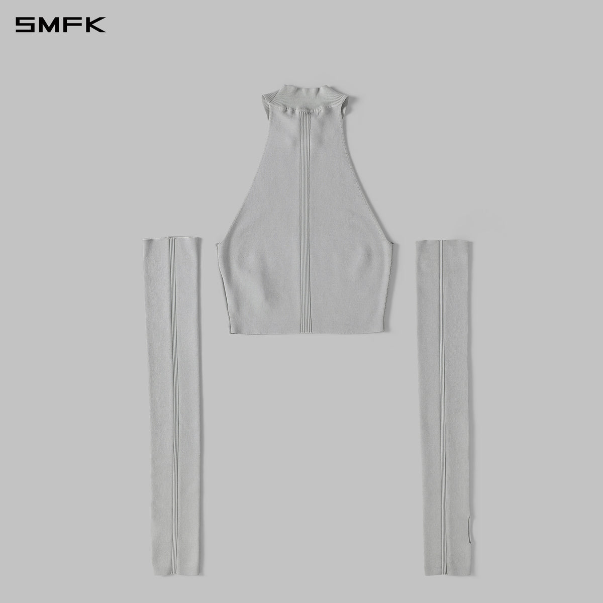 MYTH SIREN HIGH COLLAR RAGLAN KNIT VEST/SILK+LENZING TENCEL+COTTON GLACIER GREY