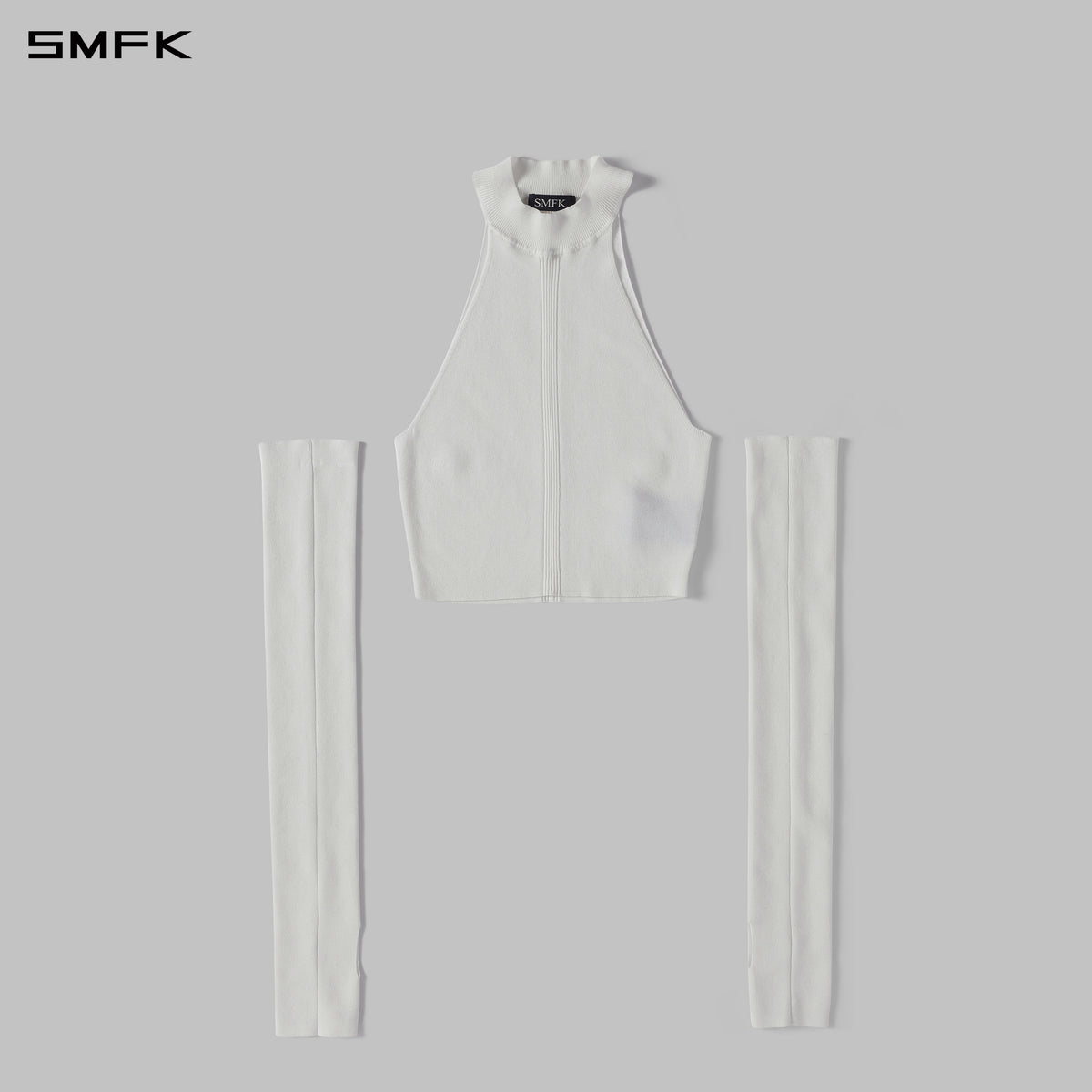 MYTH SIREN HIGH COLLAR RAGLAN KNIT VEST/SILK+LENZING TENCEL+COTTON CLOUD WHITE