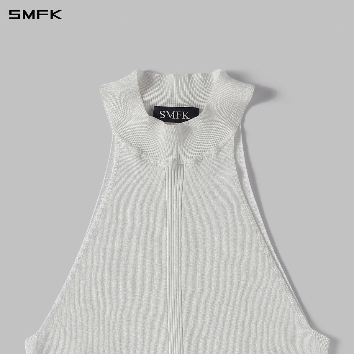 MYTH SIREN HIGH COLLAR RAGLAN KNIT VEST/SILK+LENZING TENCEL+COTTON CLOUD WHITE