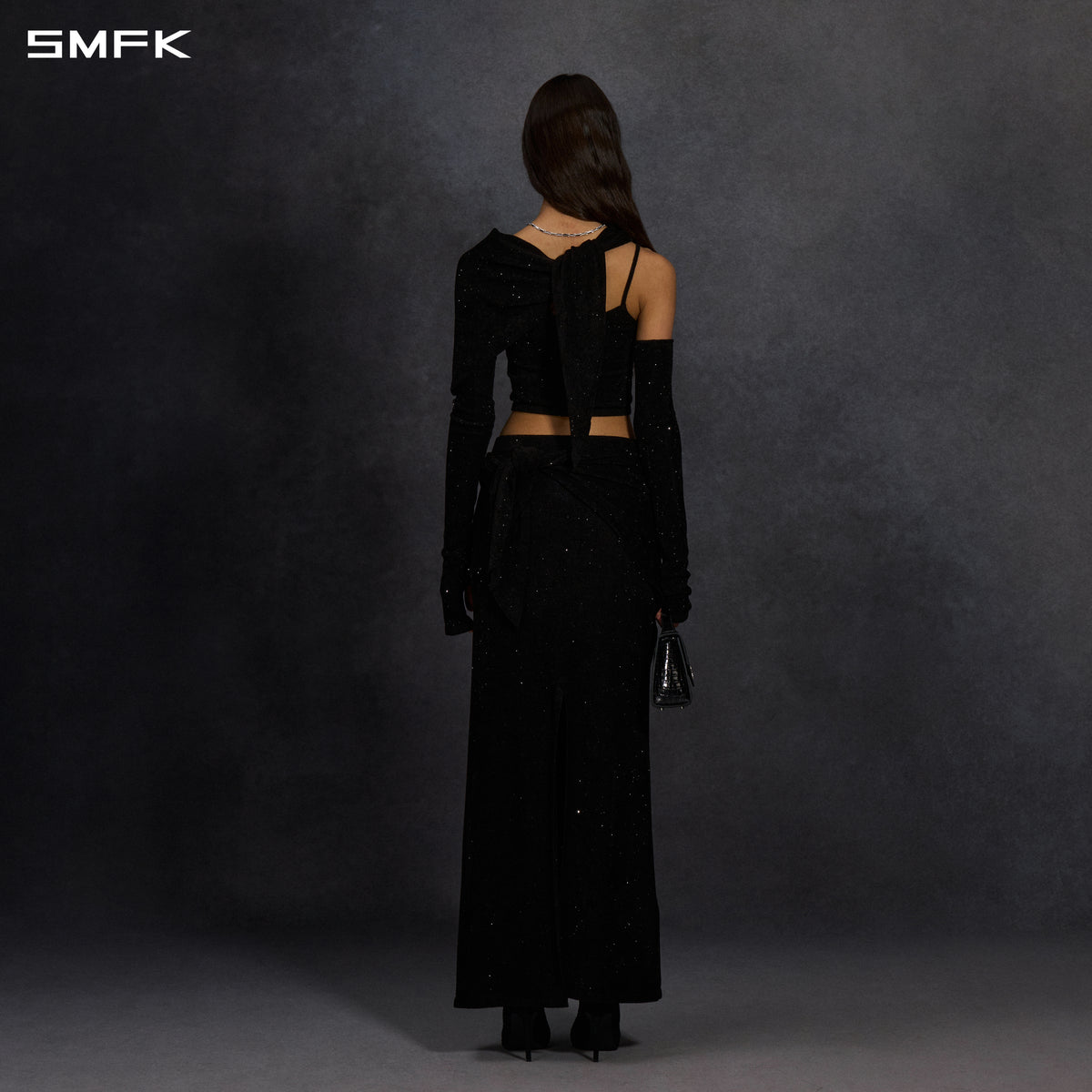 MYTH SIREN CRUISE KNIT CAMISOLE SUIT/STARRY VELVET GALAXY BLACK
