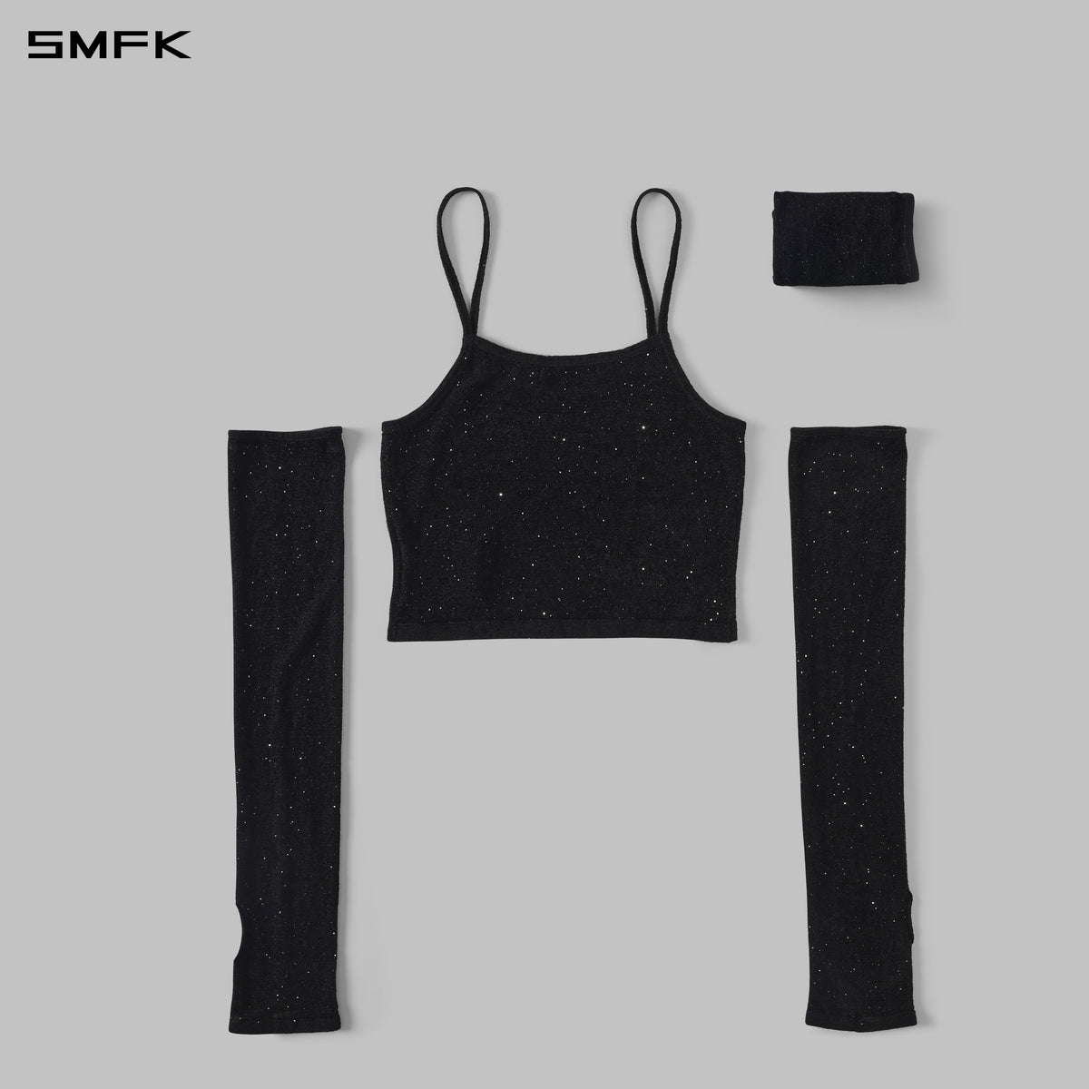 MYTH SIREN CRUISE KNIT CAMISOLE SUIT/STARRY VELVET GALAXY BLACK