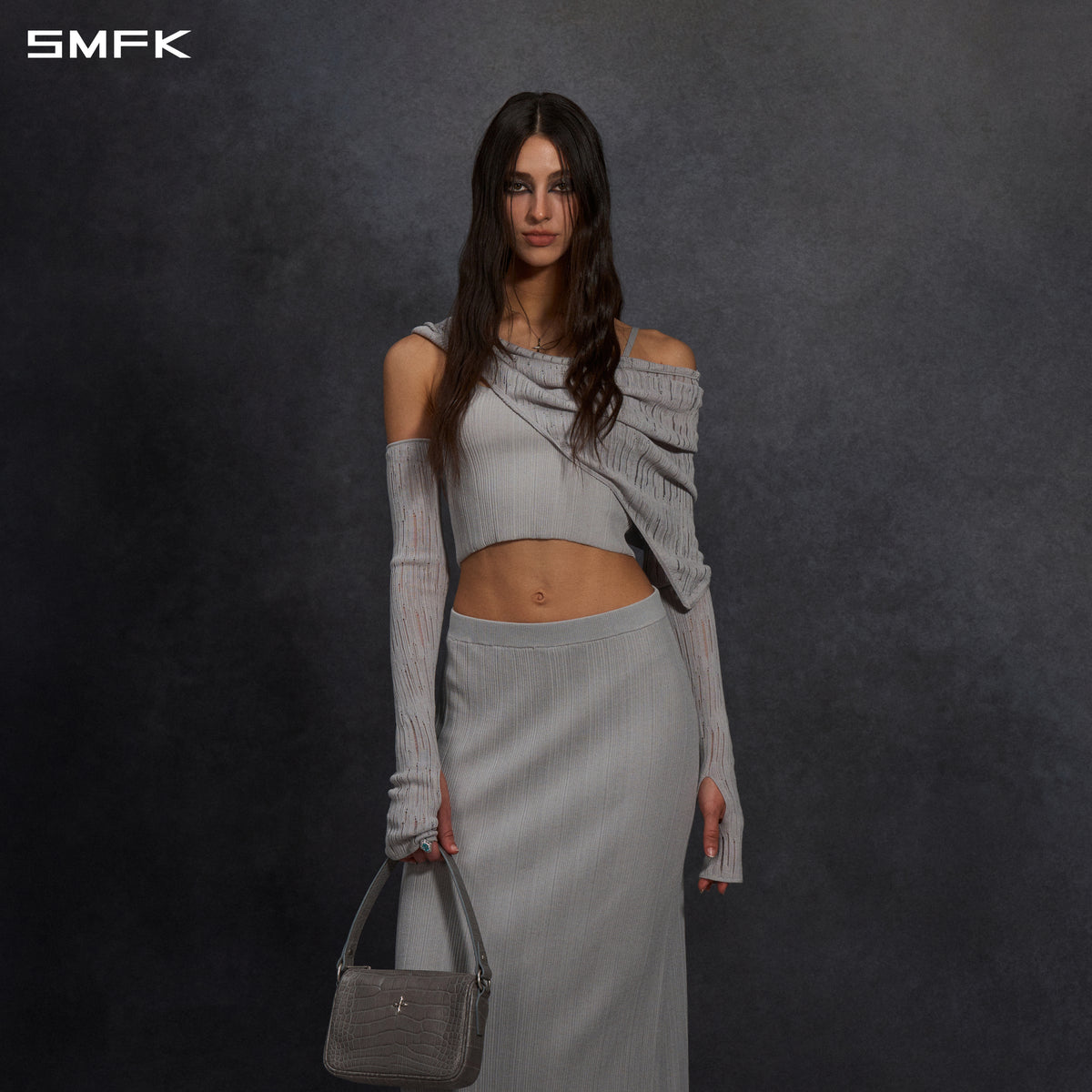 MYTH SIREN CRUISE KNIT CAMISOLE SUIT/LENZING TENCEL+SILK+COTTON GLACIER GREY