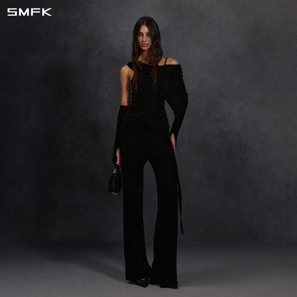 MYTH SIREN CRUISE KNIT CAMISOLE SUIT/STARRY VELVET GALAXY BLACK