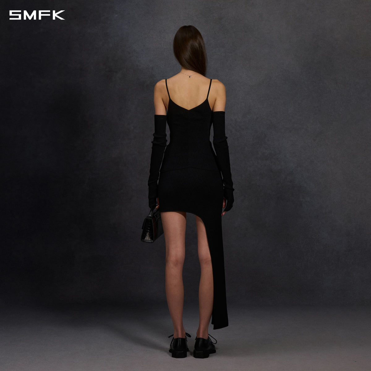 MYTH AEOLUS EVENING KNIT LONG CAMISOLE SUIT/LENZING TENCEL+SILK+COTTON WILD BLACK