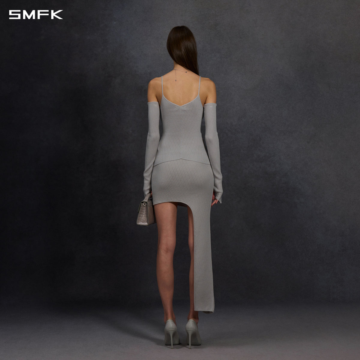 MYTH AEOLUS EVENING KNIT LONG CAMISOLE SUIT/LENZING TENCEL+SILK+COTTON GLACIER GREY