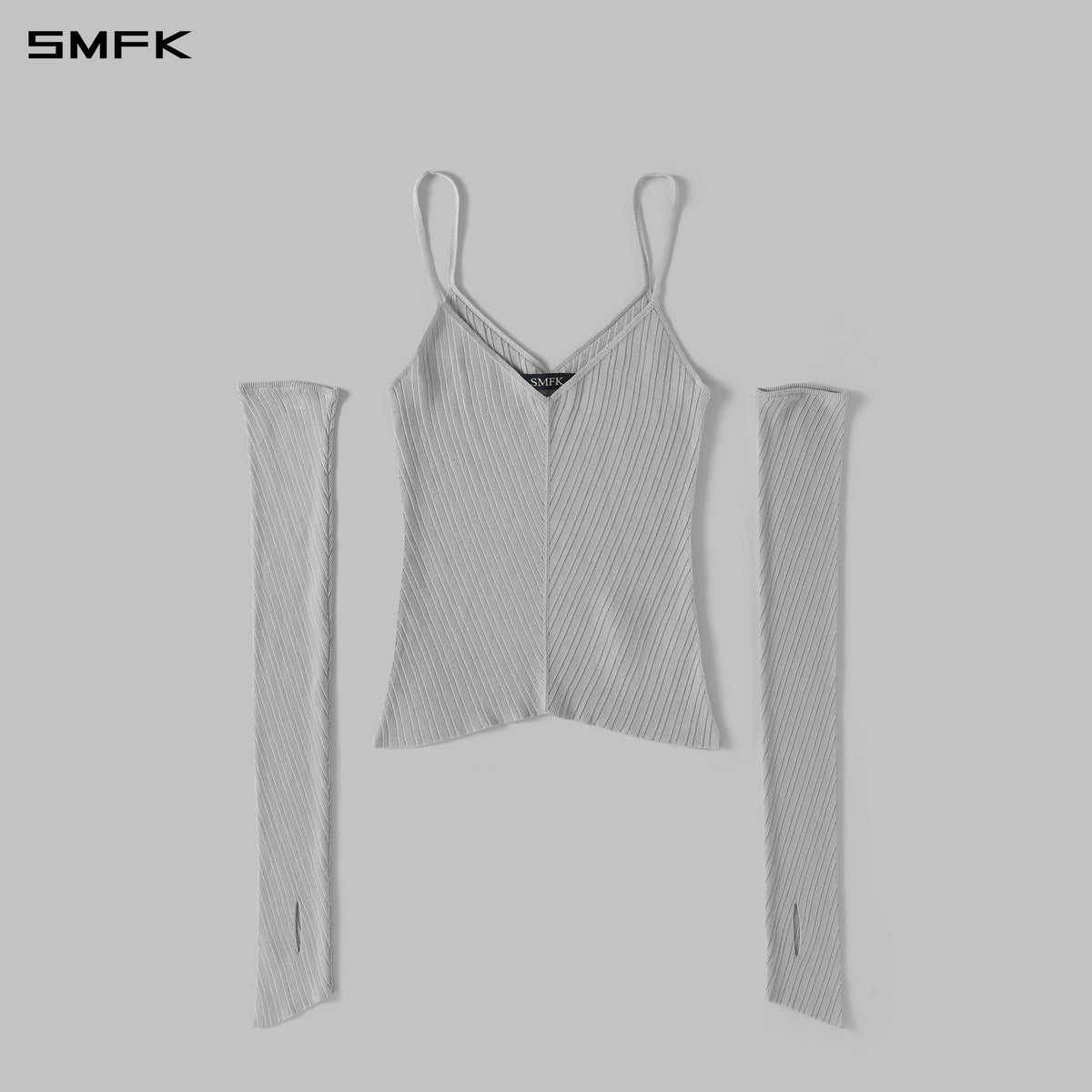 MYTH AEOLUS EVENING KNIT LONG CAMISOLE SUIT/LENZING TENCEL+SILK+COTTON GLACIER GREY