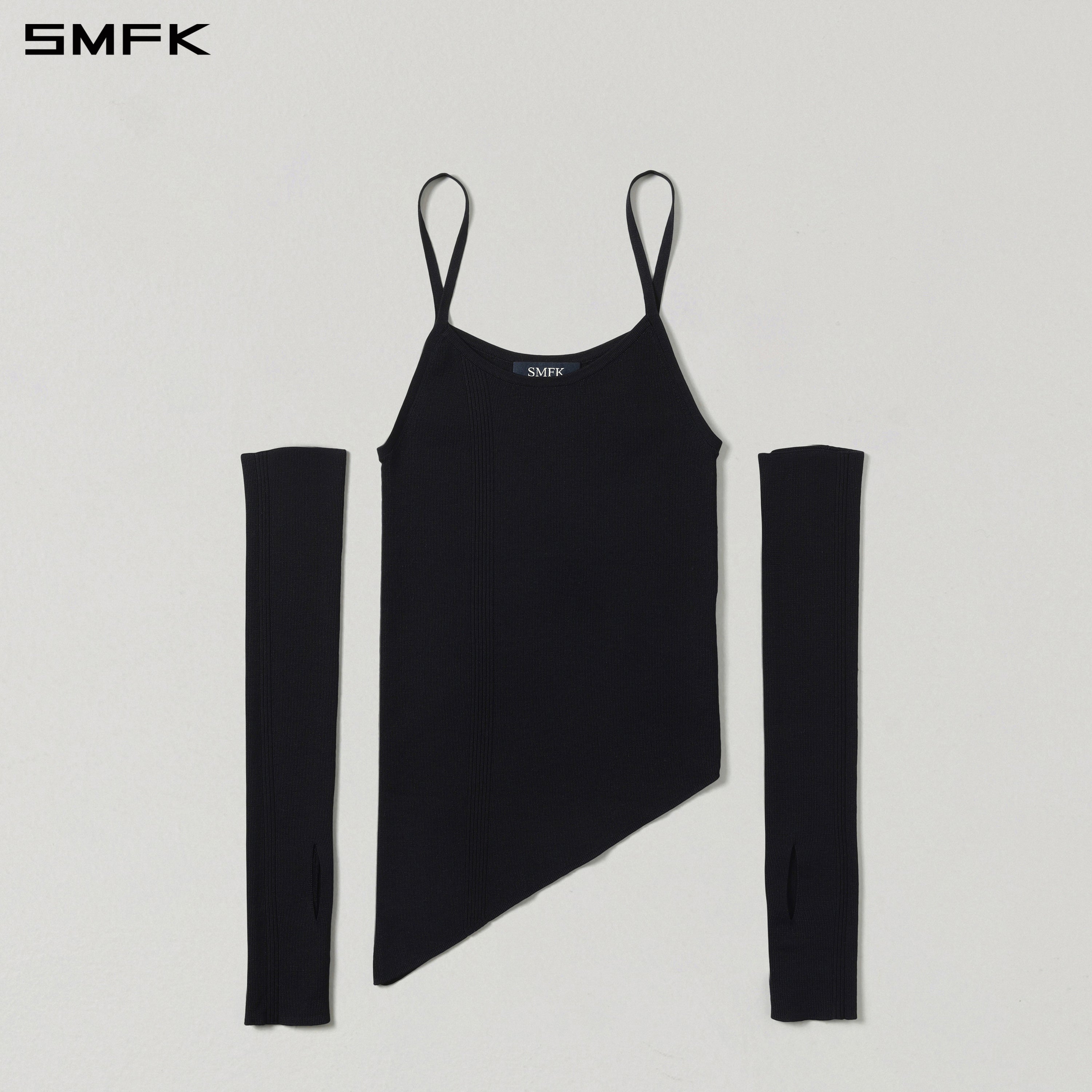 MYTH AEOLUS ASYMMETRY SLIM KNIT /TENCEL+SILK WILD BLACK
