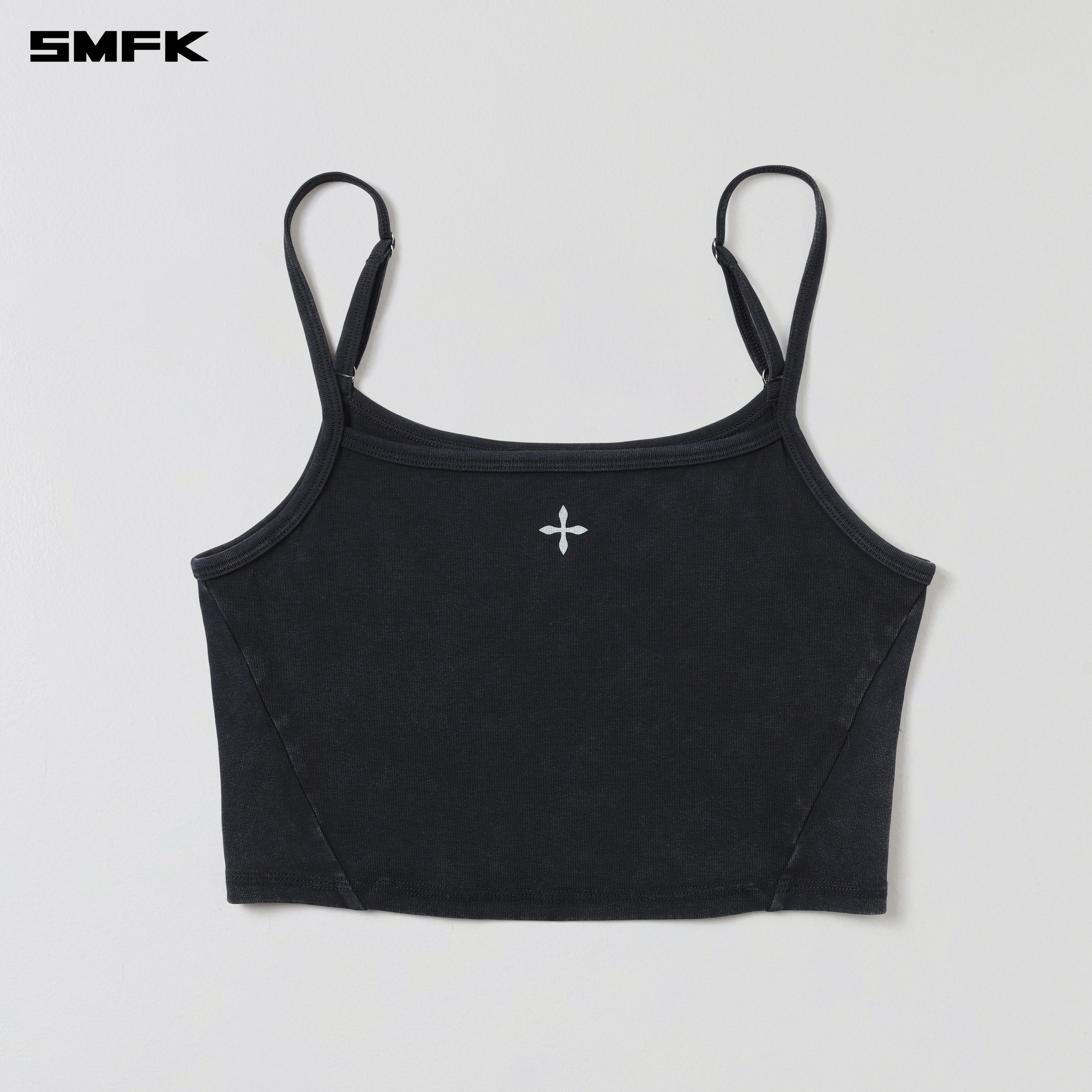 VINTAGE ROVE FADE SHORT CAMISOLE/COTTON GARMENT DYE VANISH BLACK