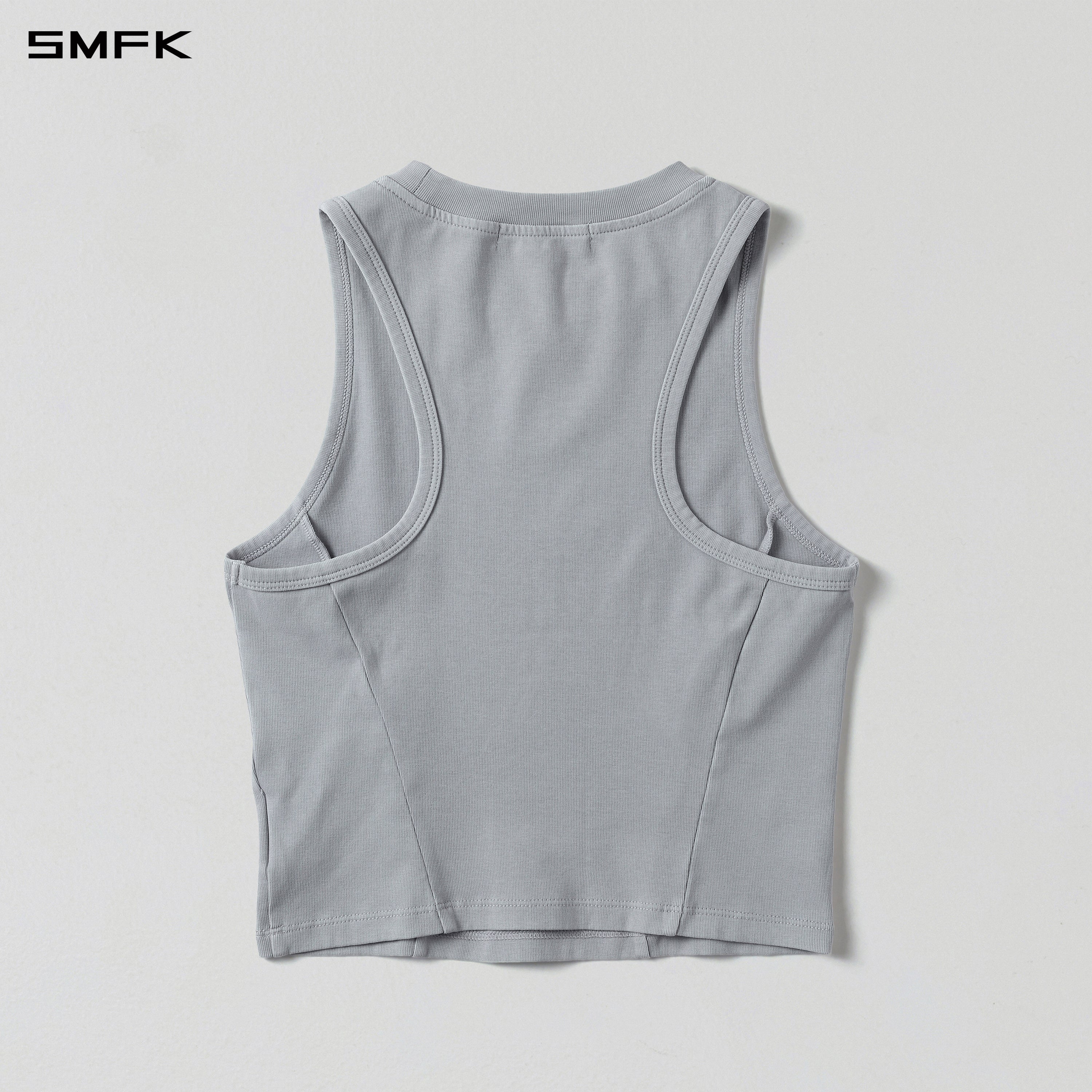 VINTAGE ROUND SHORT VEST/LS-COTTON/W GLACIER GREY