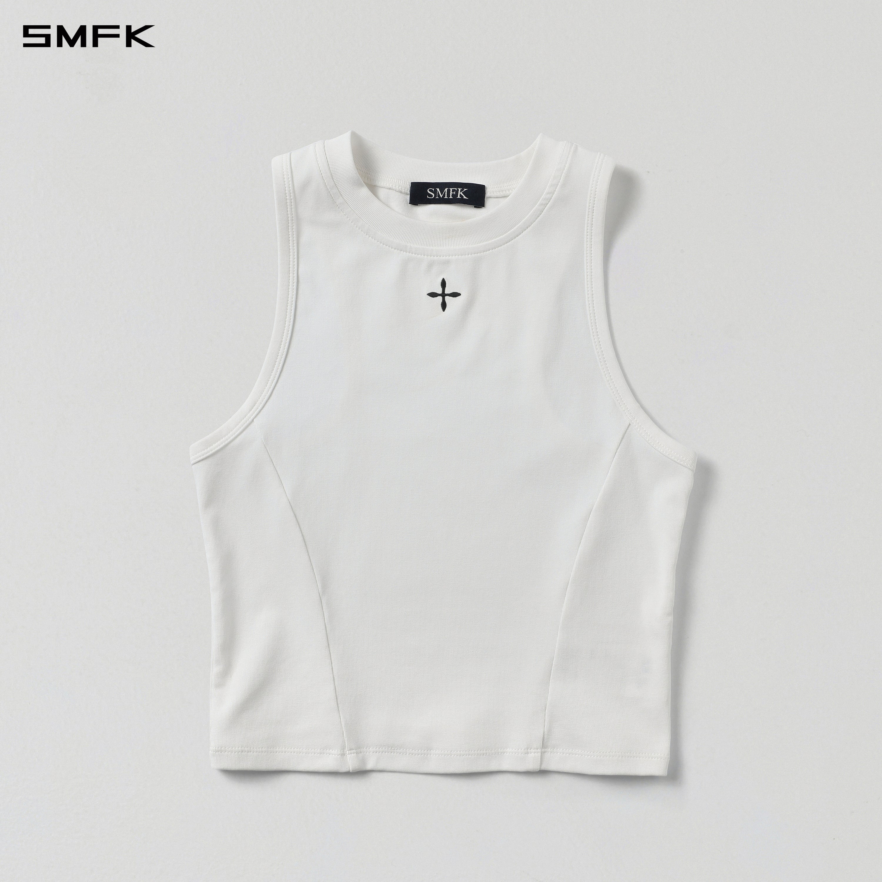 VINTAGE ROUND SHORT VEST/LS-COTTON/W CLOUD WHITE