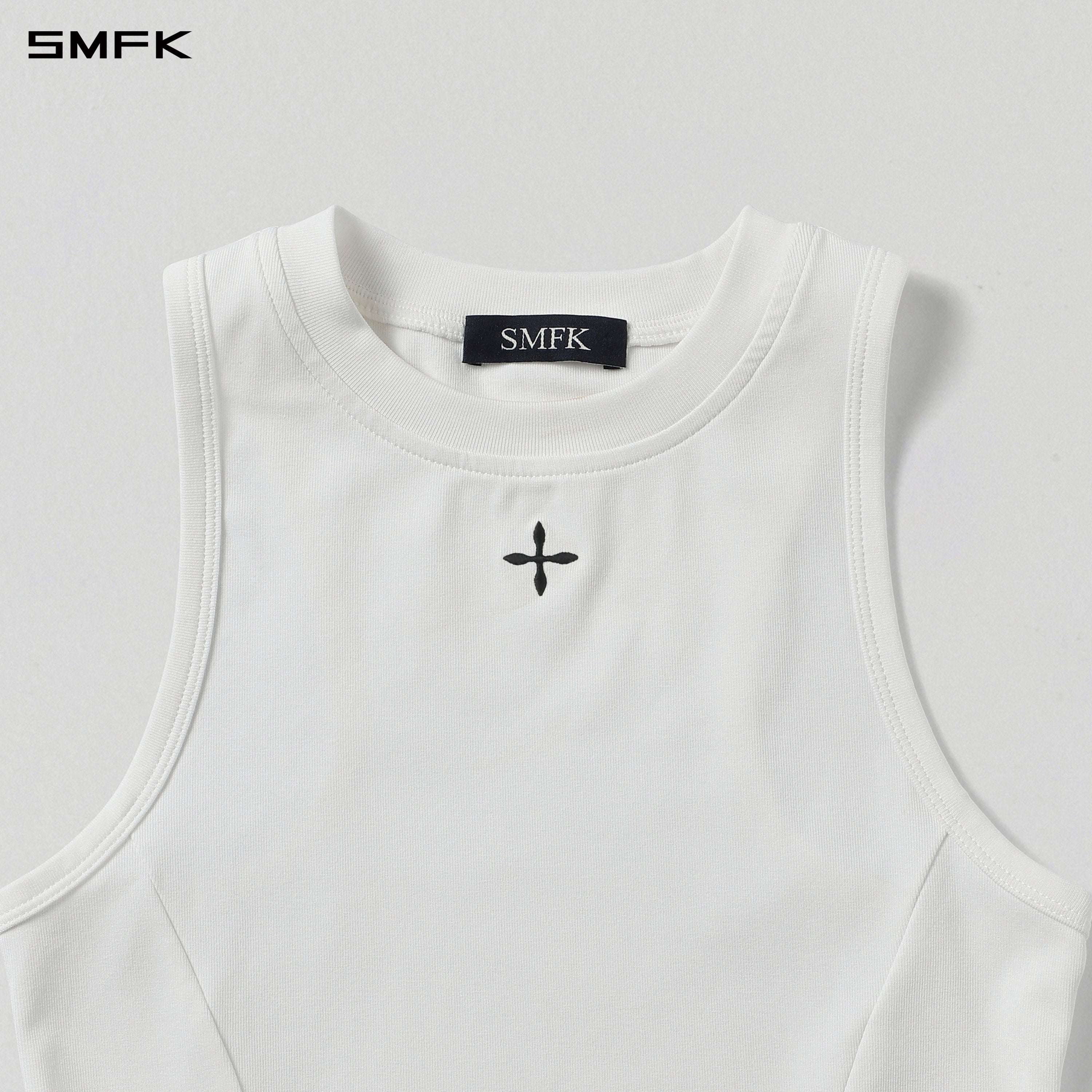 VINTAGE ROUND SHORT VEST/LS-COTTON/W CLOUD WHITE