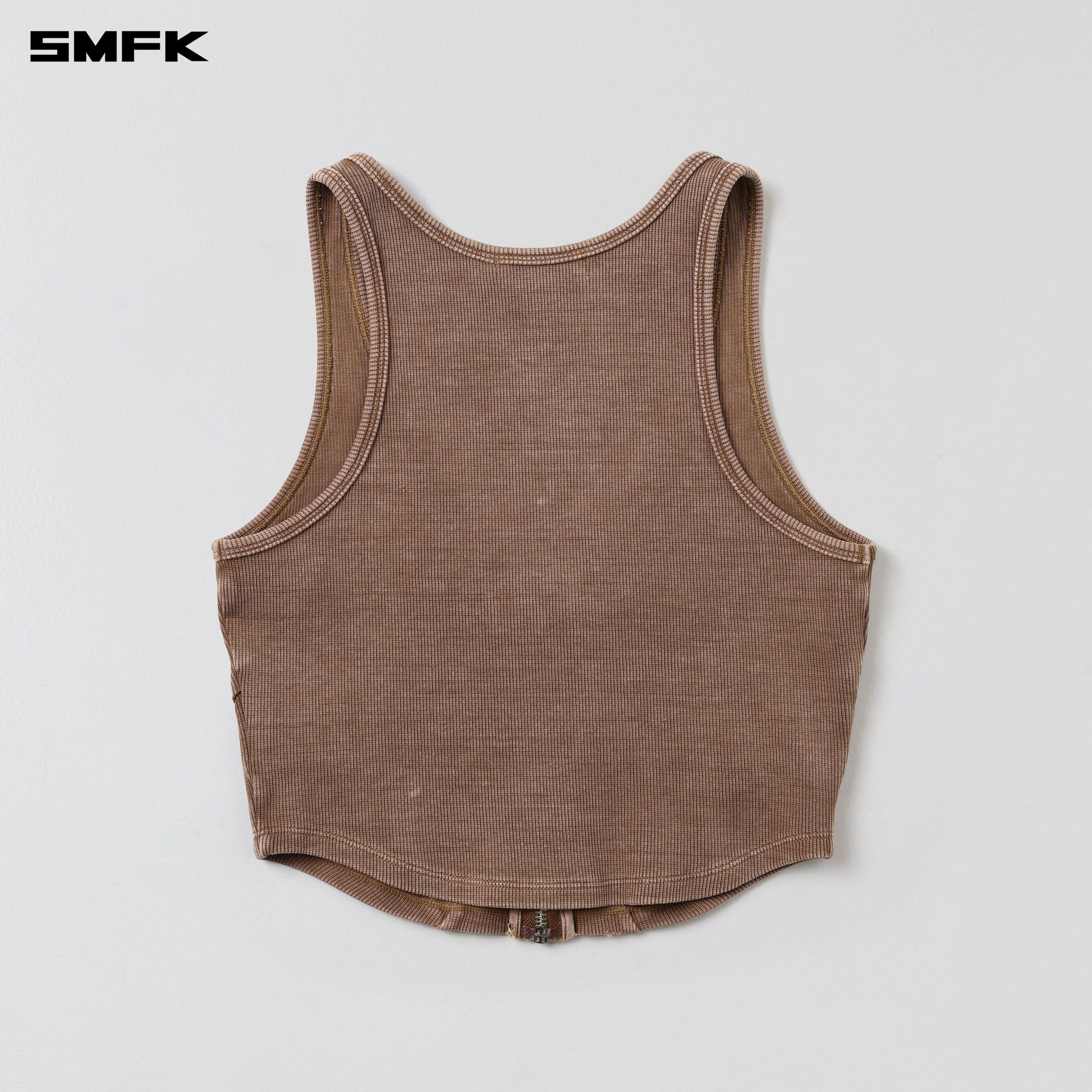 VINTAGE ROVE ZIP TANK/FADE DYE VANISH BROWN