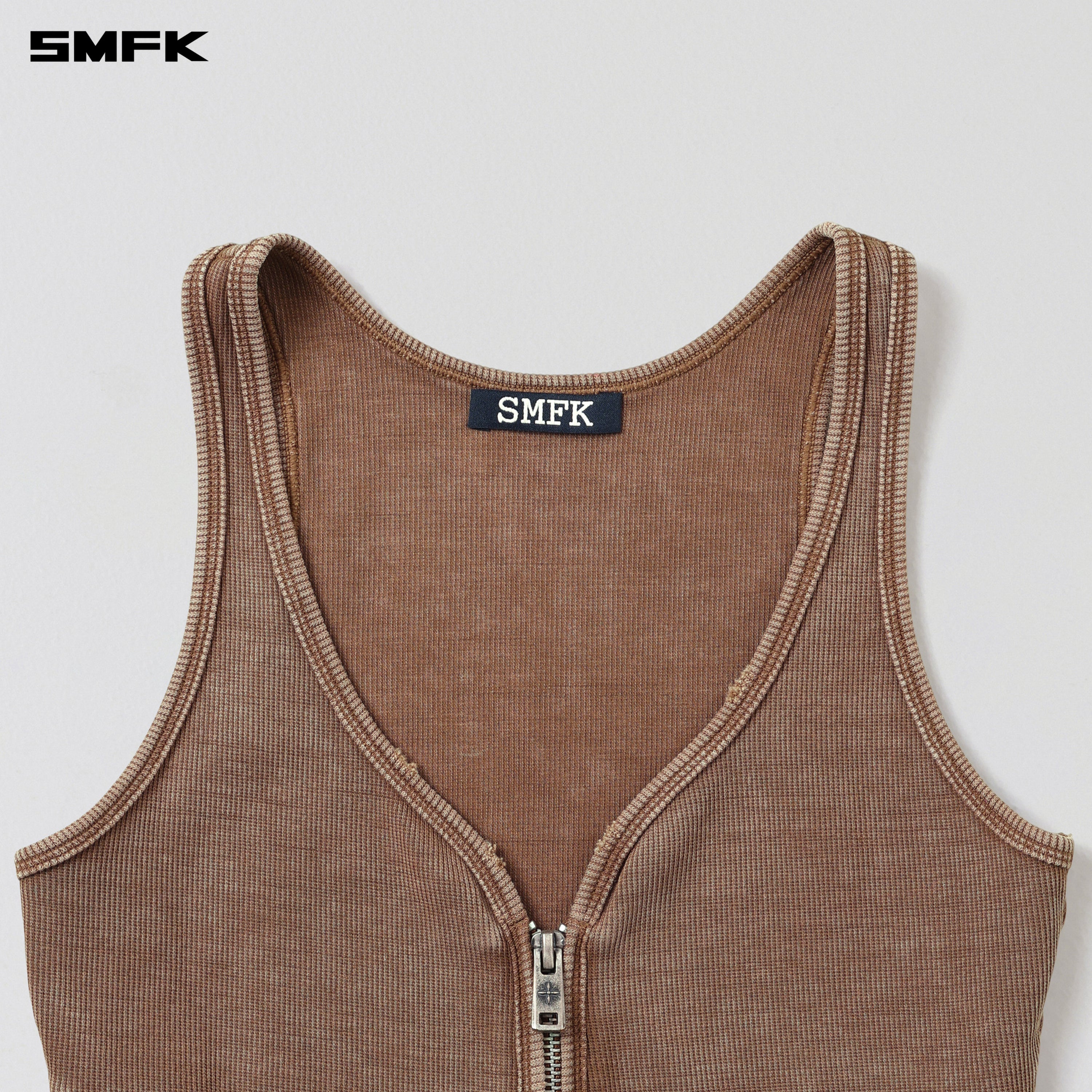 VINTAGE ROVE ZIP TANK/FADE DYE VANISH BROWN