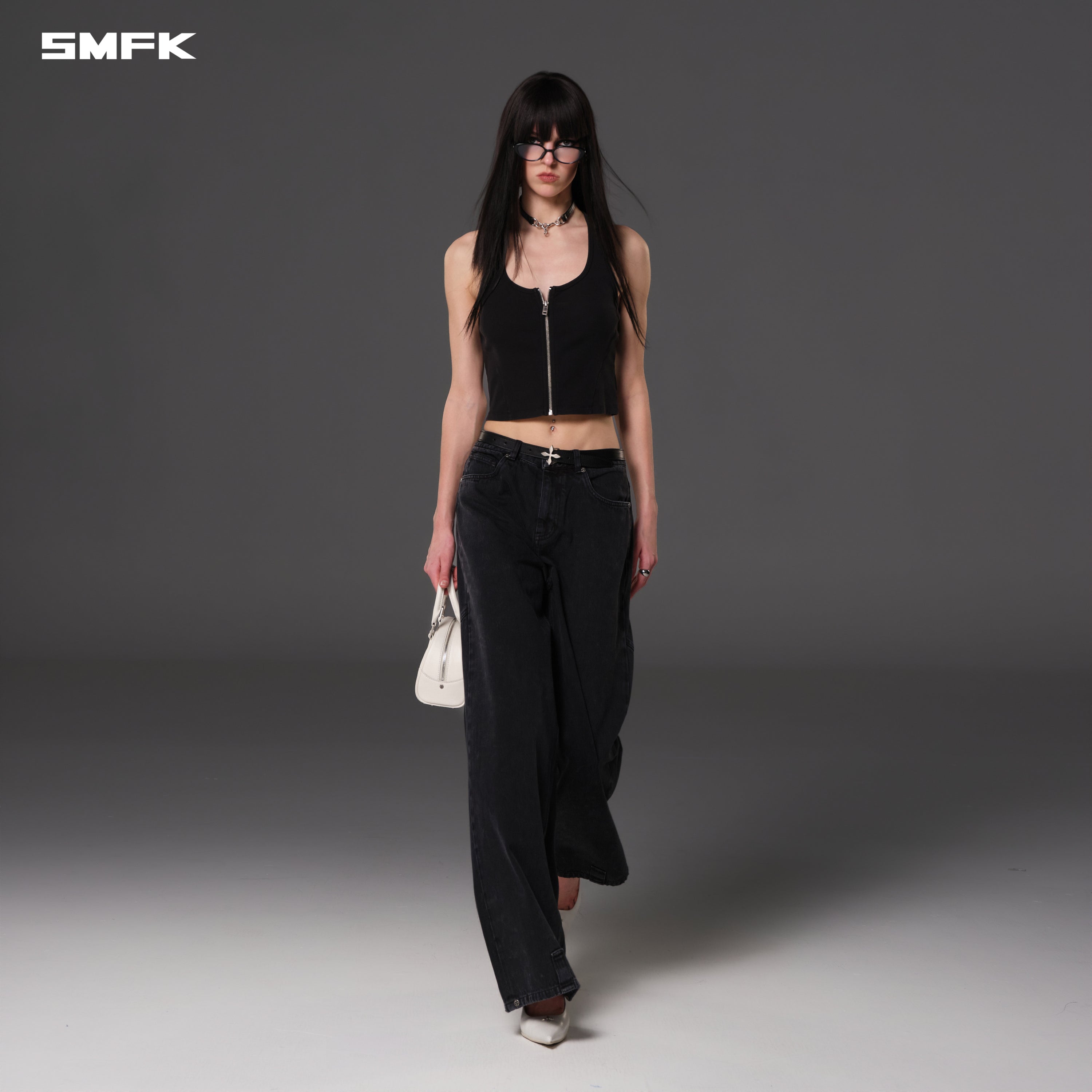 VINTAGE NOMADIC SLIM ZIP TANK/LONG-STAPLE COTTON WILD BLACK