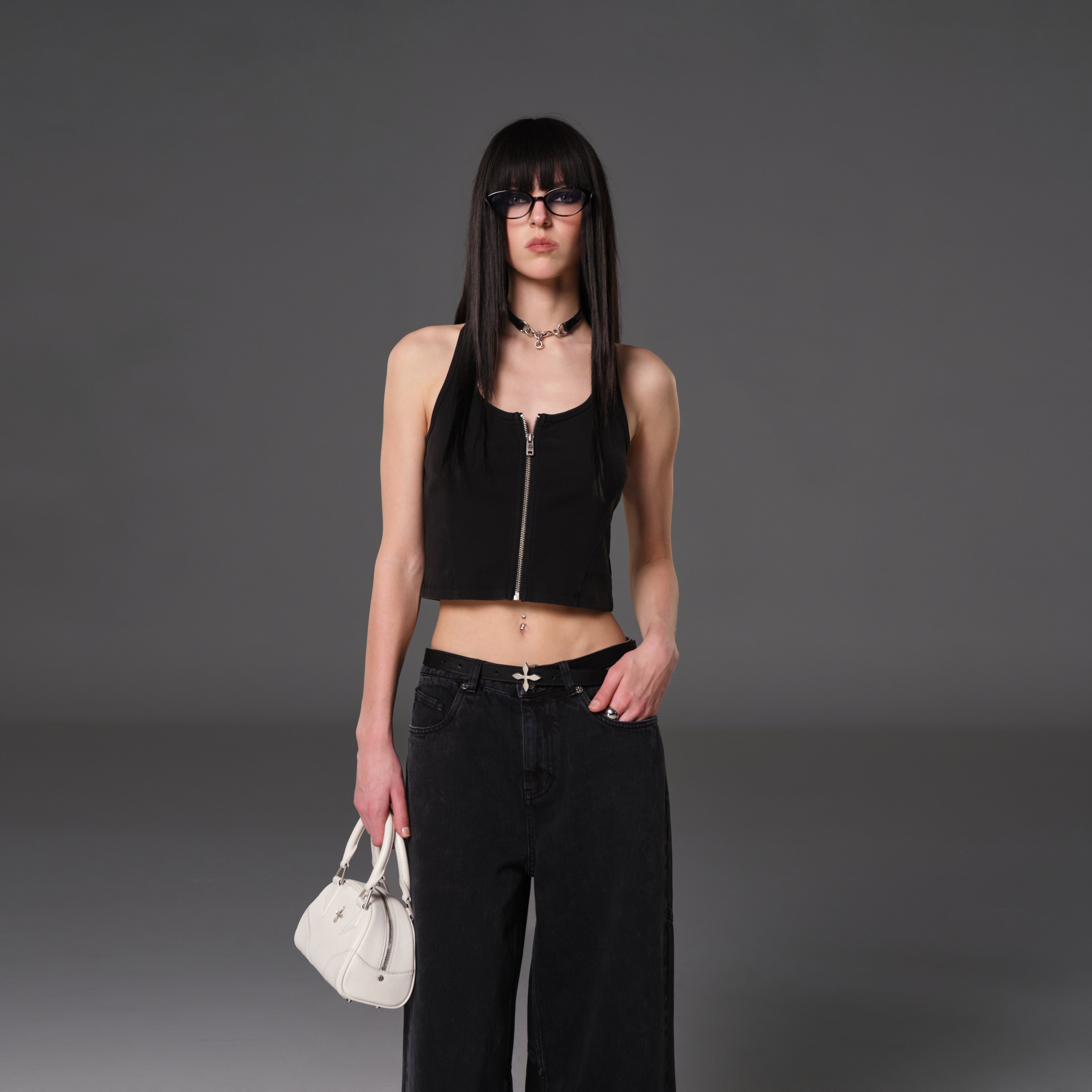 トップス smfk TOPS Compass Hug Skin-Tight Fitting Top Black – SMFK Official