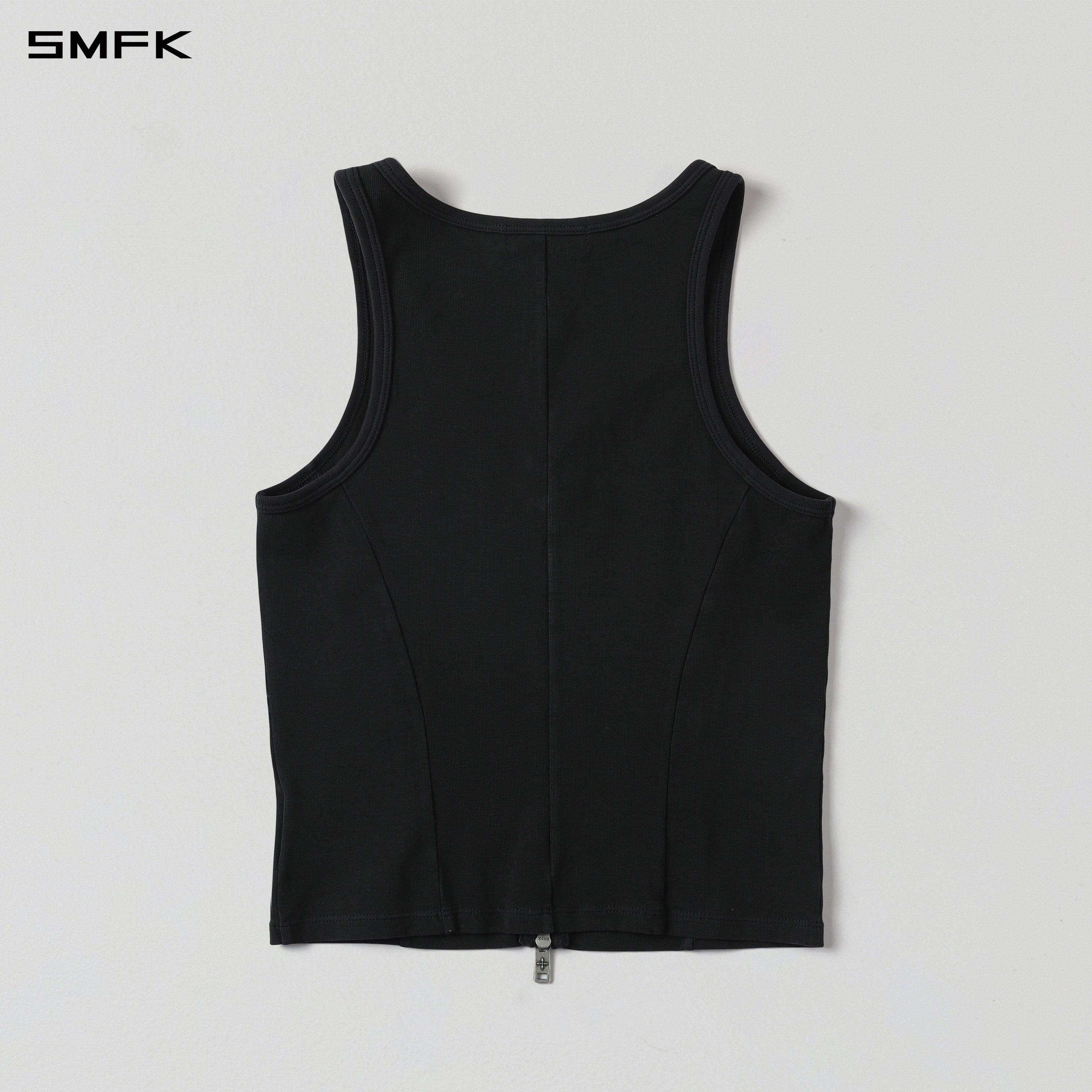 VINTAGE NOMADIC SLIM ZIP LONG TANK/LS-COTTON+COLD DYE WILD BLACK