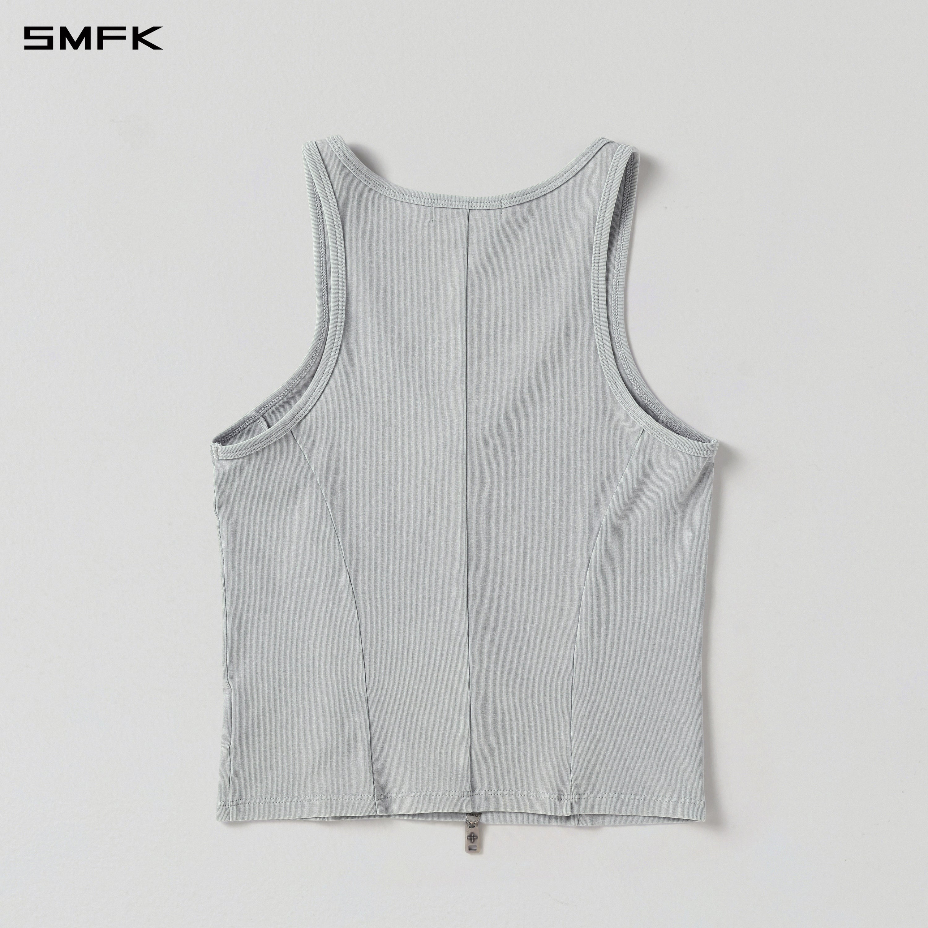 VINTAGE NOMADIC SLIM ZIP LONG TANK/LS-COTTON COLD DYE GLACIER GREY