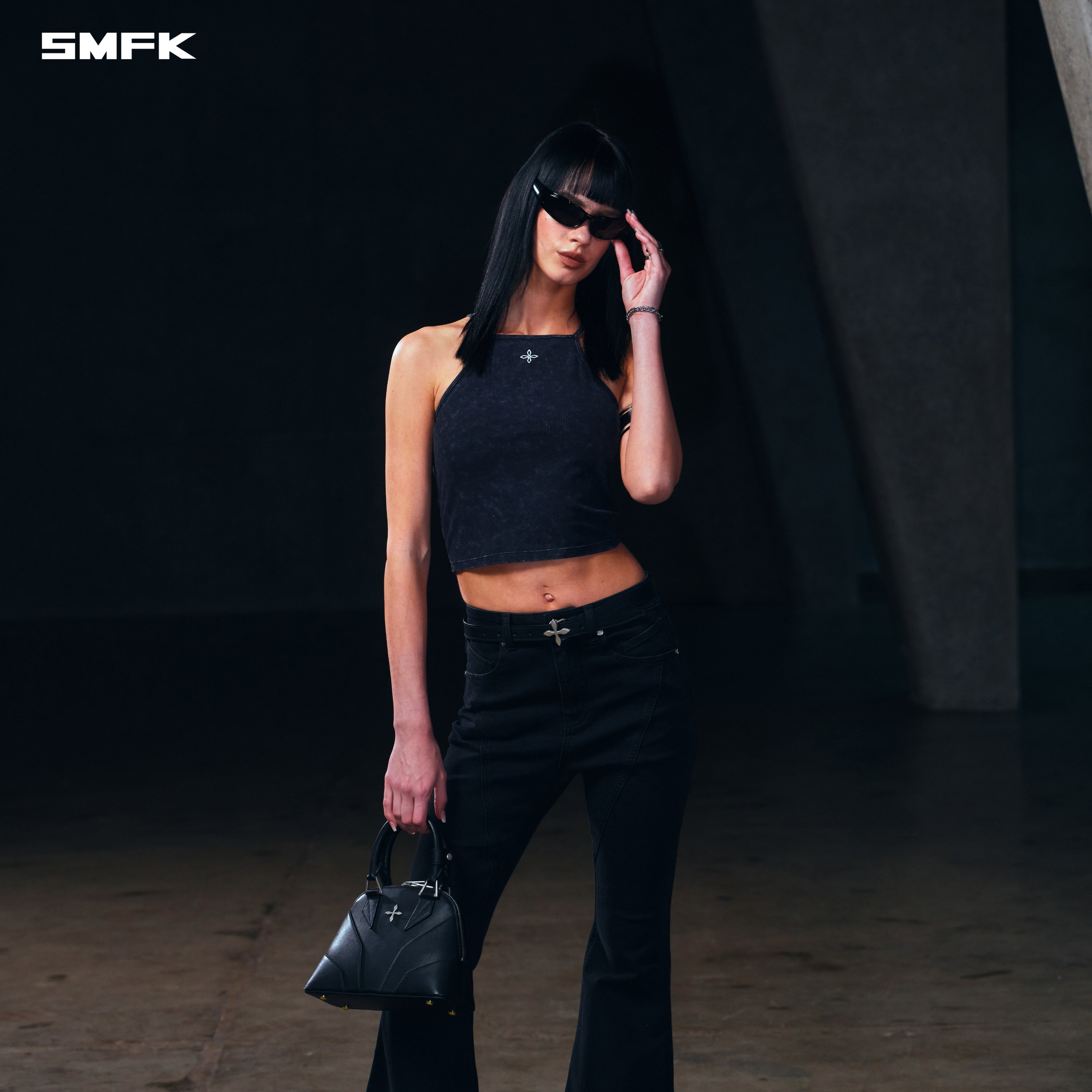 VINTAGE STORM FADE FLAT CAMISOLE/FADE DYE VANISH BLACK