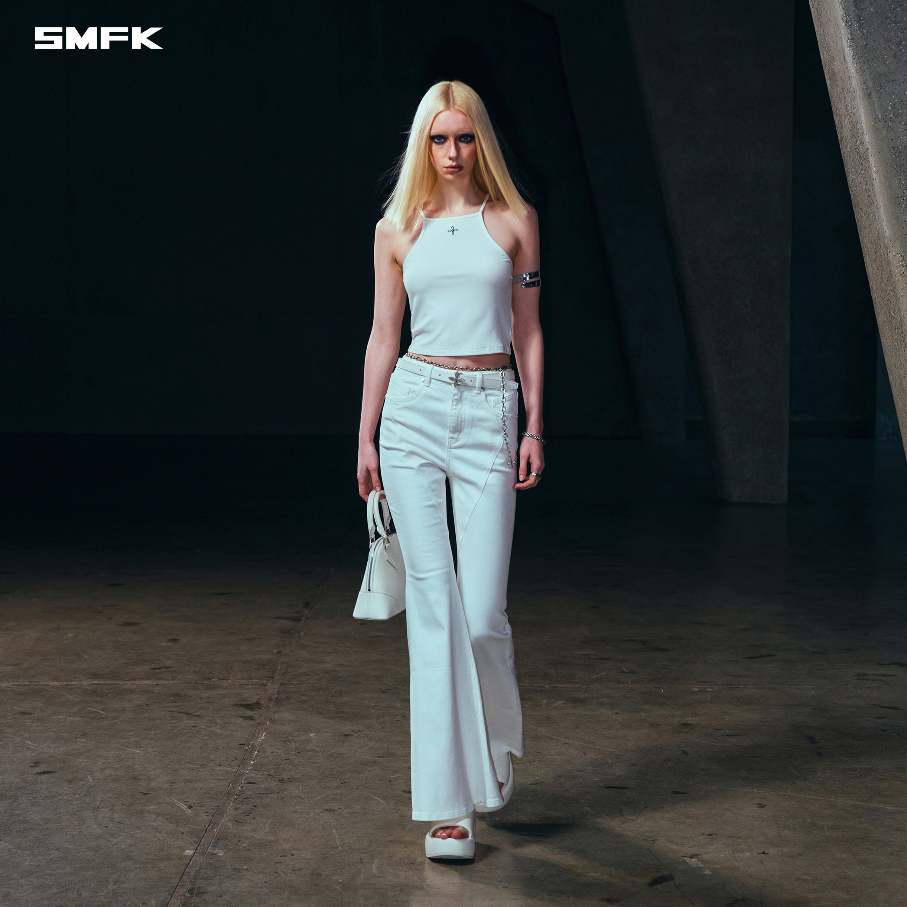 VINTAGE  STORM FADE FLAT CAMISOLE/FADE DYE SNOW MOUNTAIN WHITE