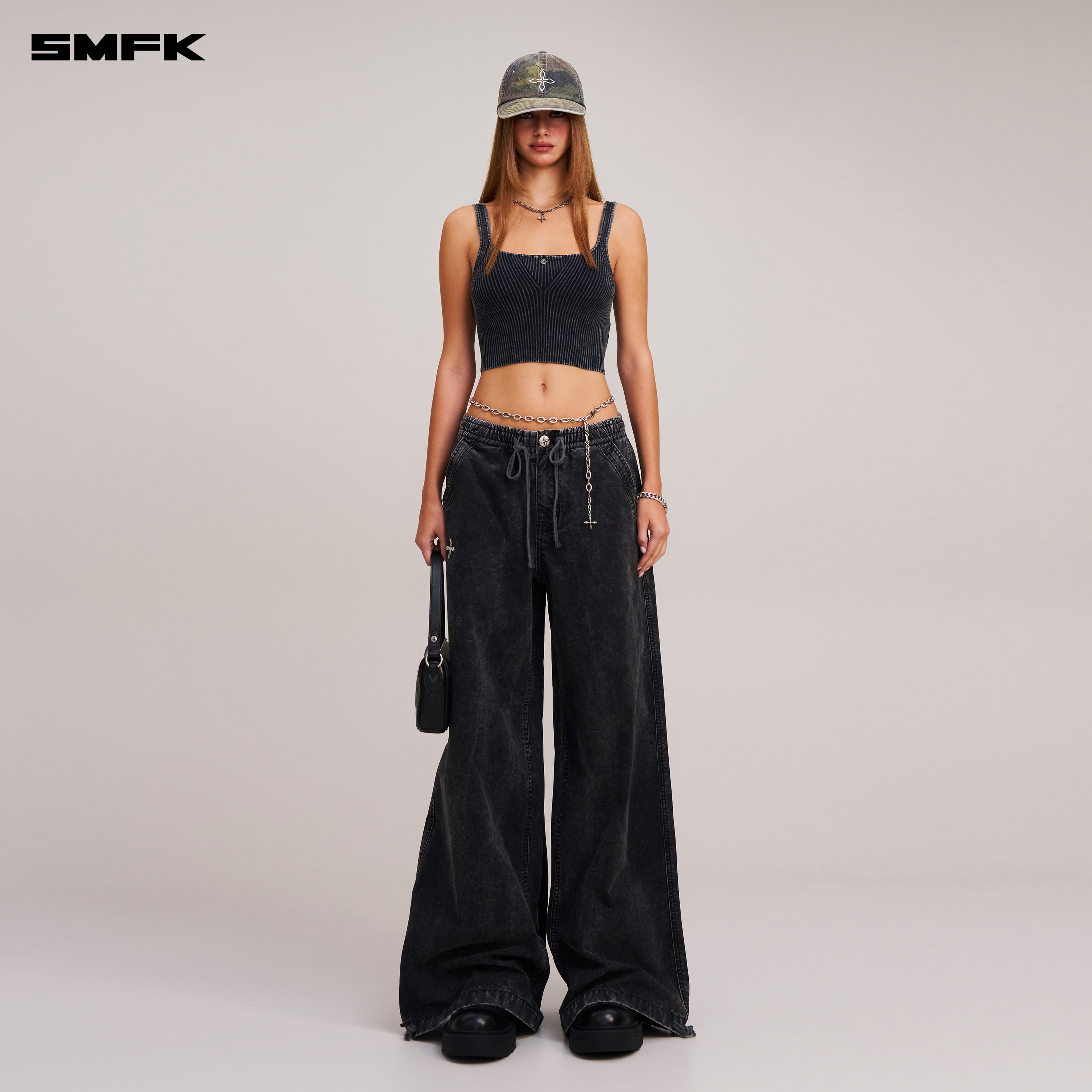 VINTAGE-SAVAGE KNIT TANK/STONE WASH VANISH BLACK