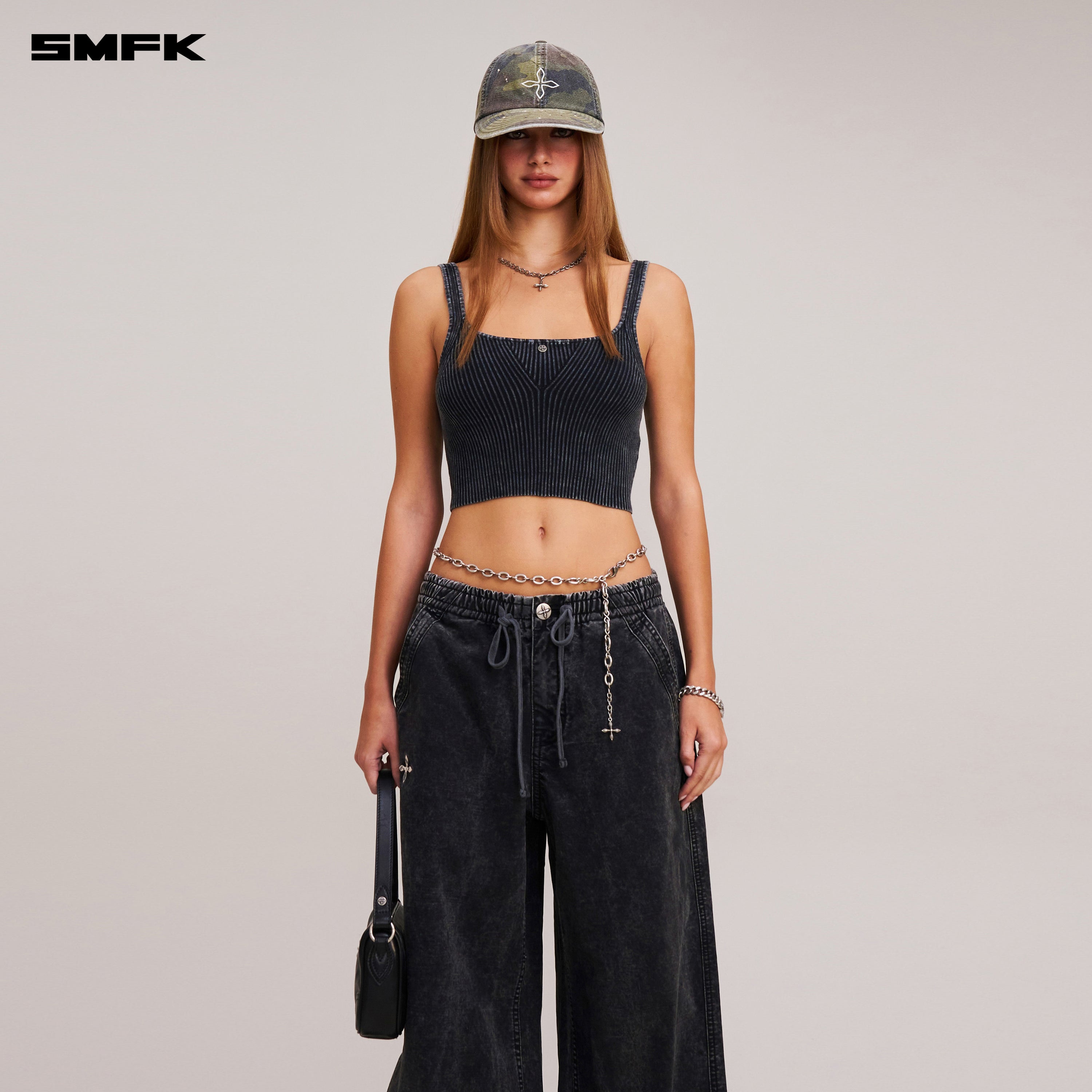 VINTAGE-SAVAGE KNIT TANK/STONE WASH VANISH BLACK