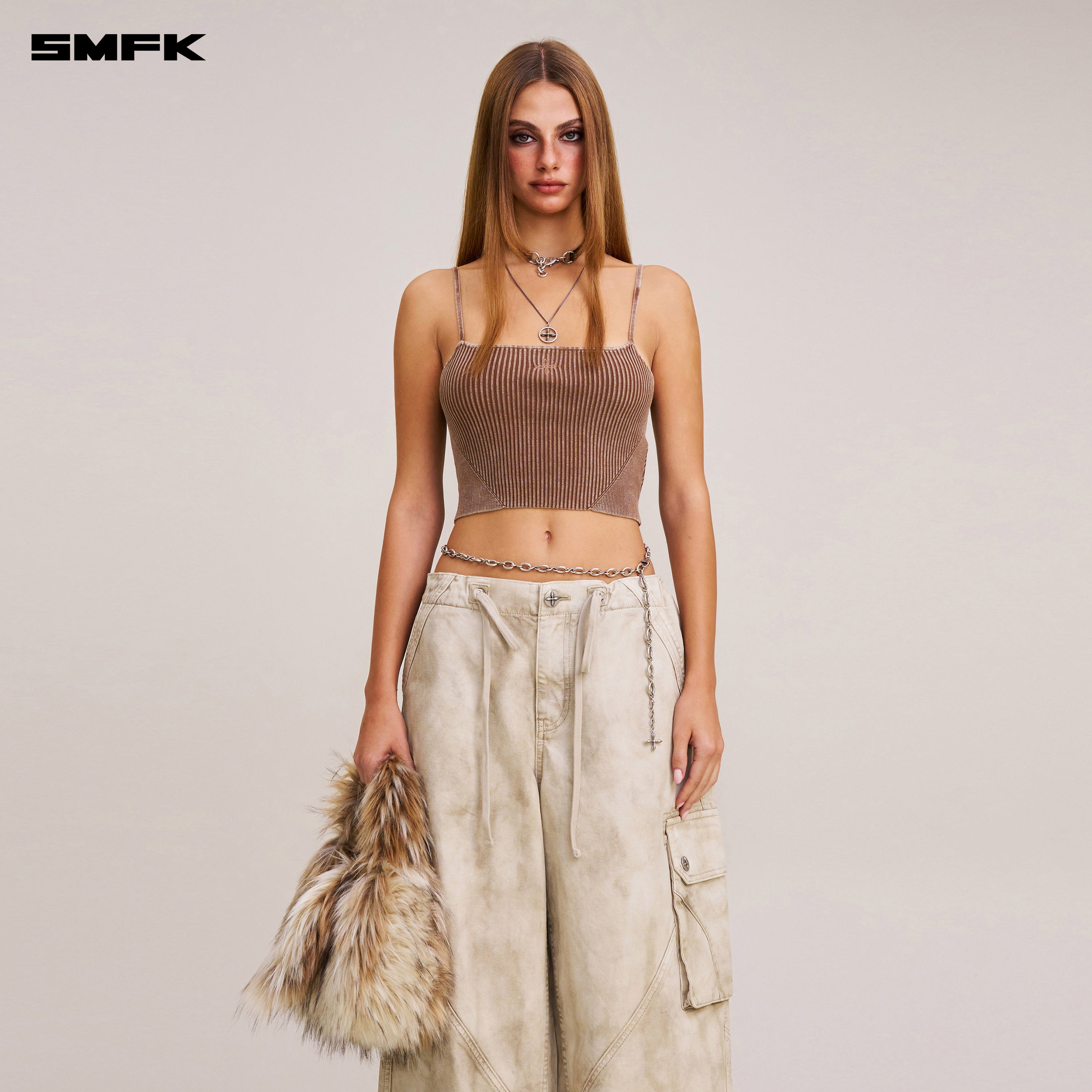 VINTAGE-SAVAGE KNIT CAMISOLE/STONE WASH VANISH BROWN
