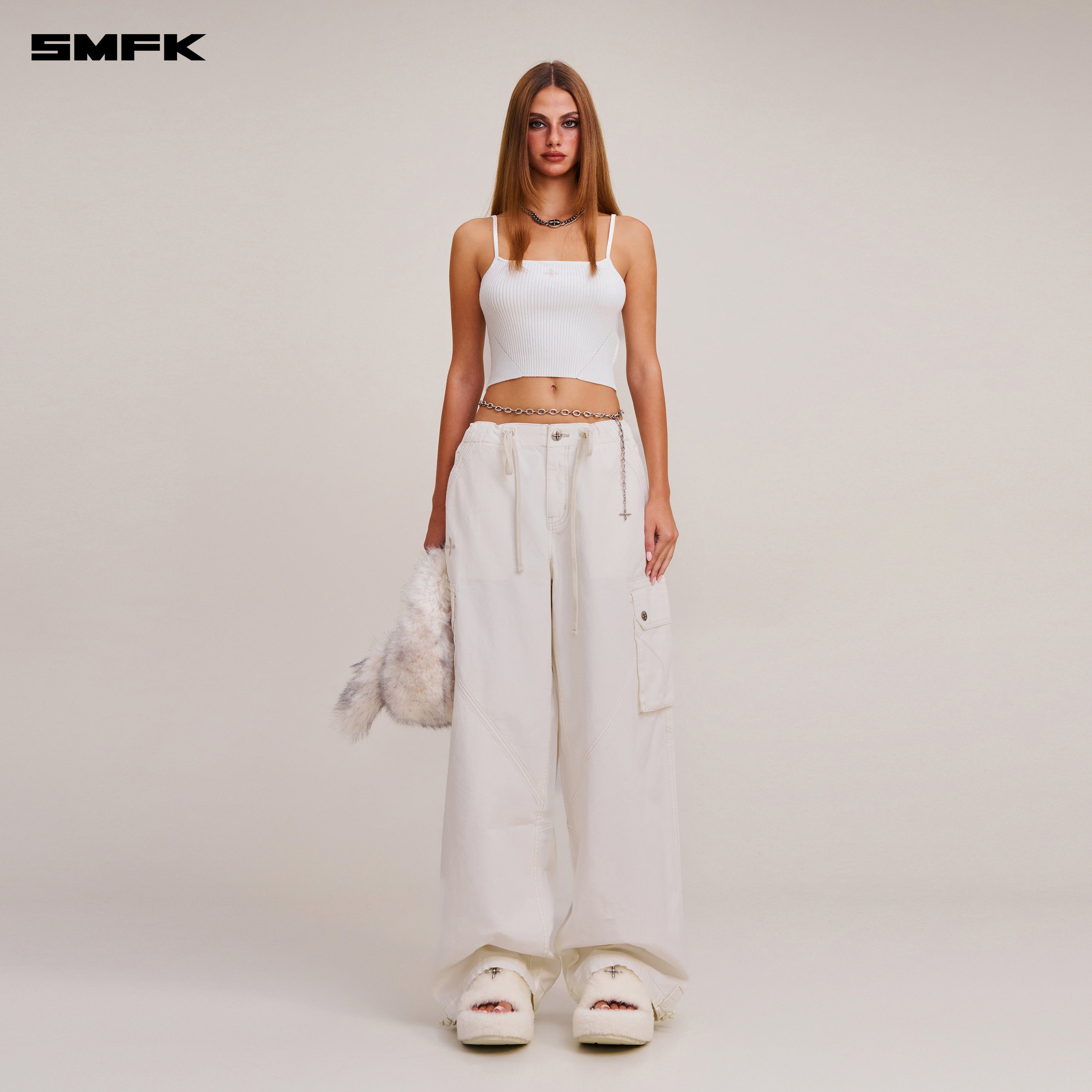 VINTAGE-SAVAGE KNIT CAMISOLE/STONE WASH VANISH WHITE
