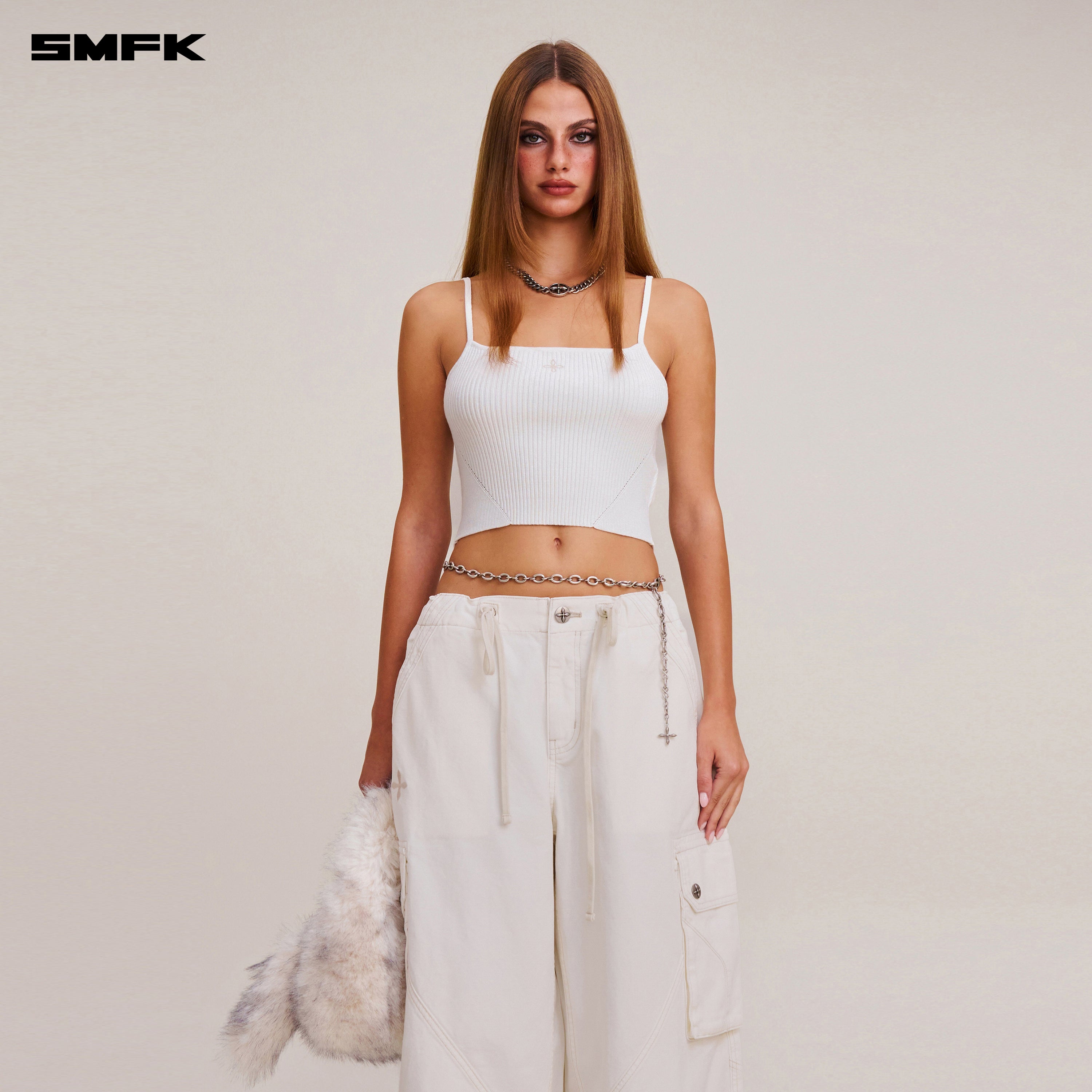 VINTAGE-SAVAGE KNIT CAMISOLE/STONE WASH VANISH WHITE