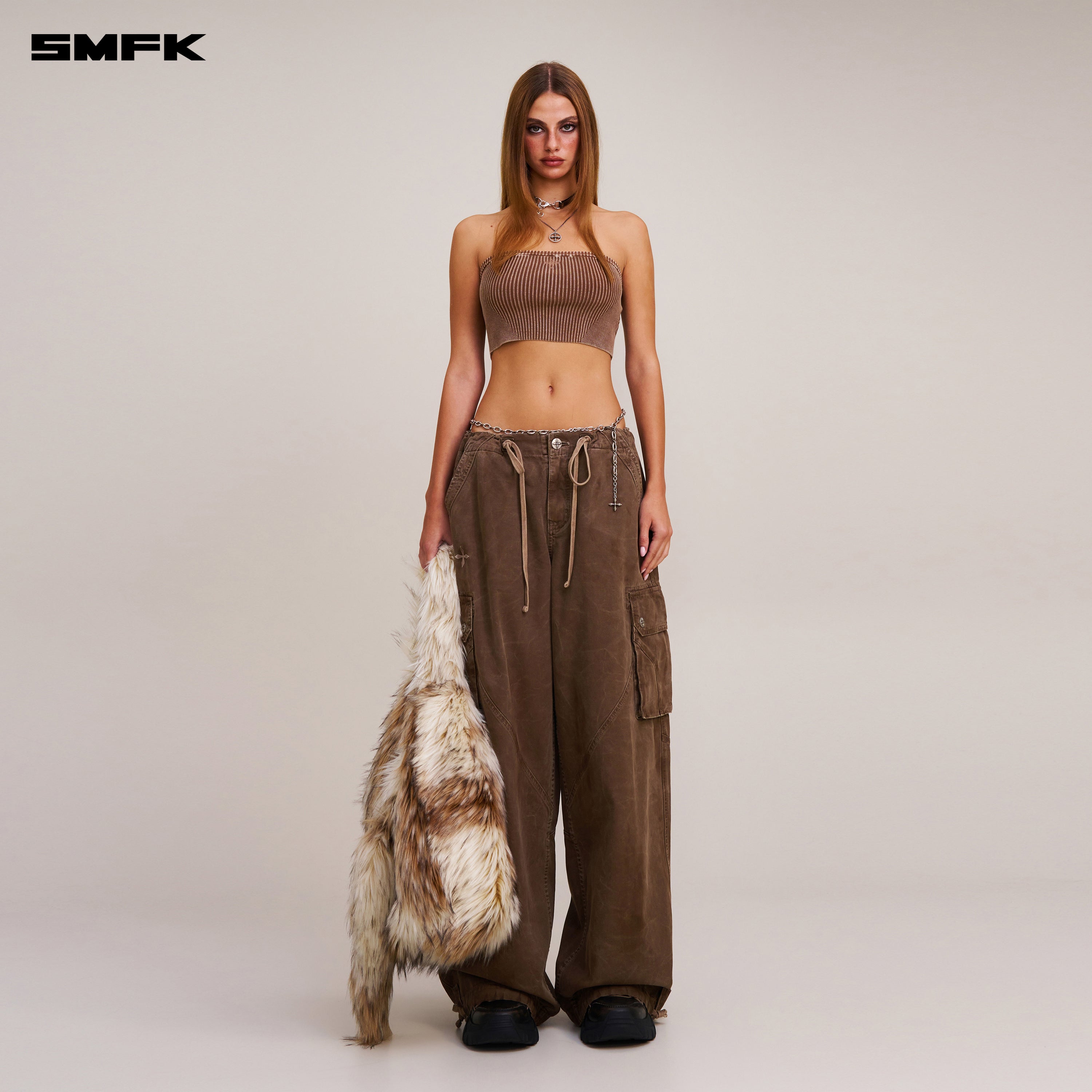 VINTAGE-SAVAGE KNIT BUSTIER/STONE WASH VANISH BROWN