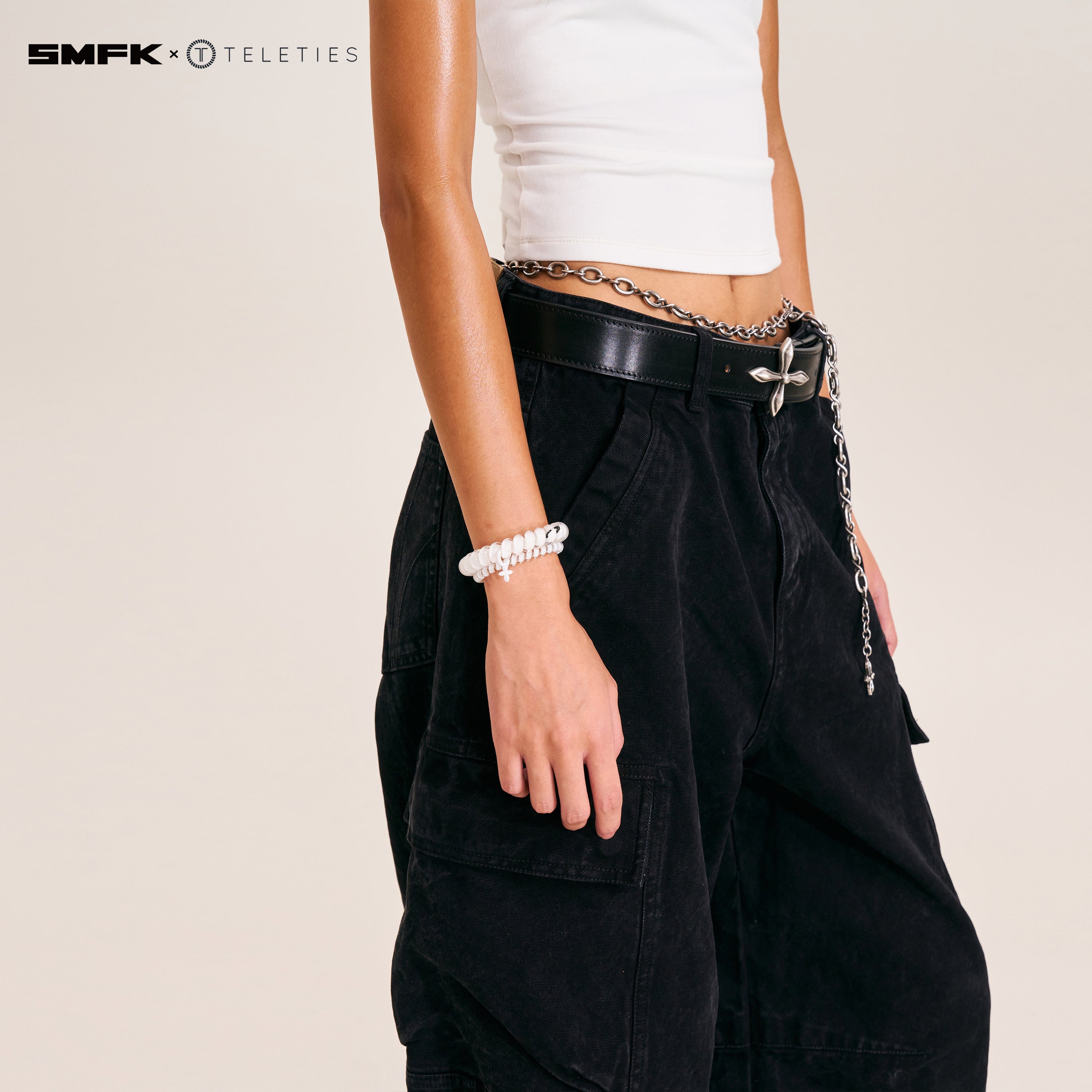 SMFK X TELETIES Hair Ties White