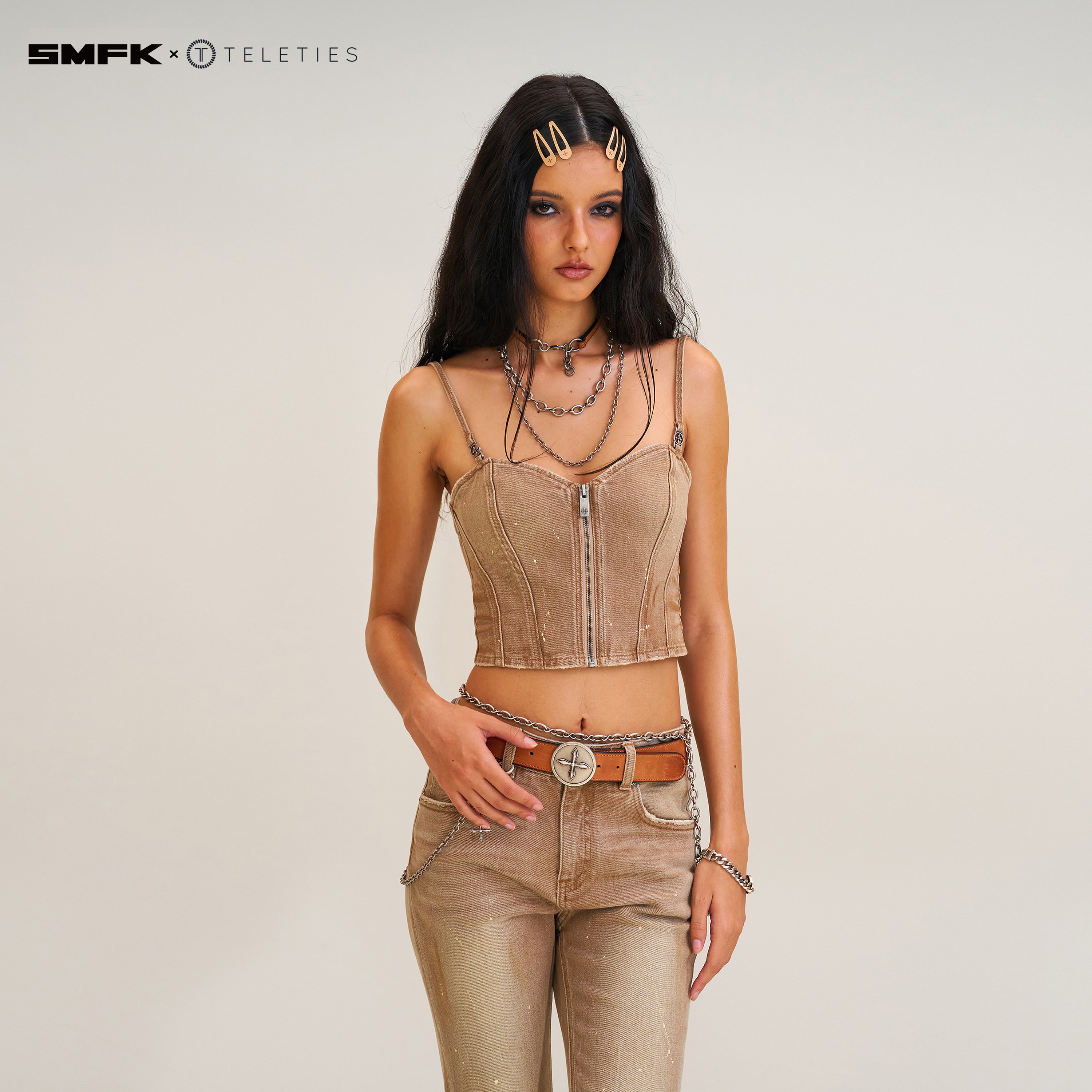 SMFK X TELETIES Snap Clips SAND COLOR