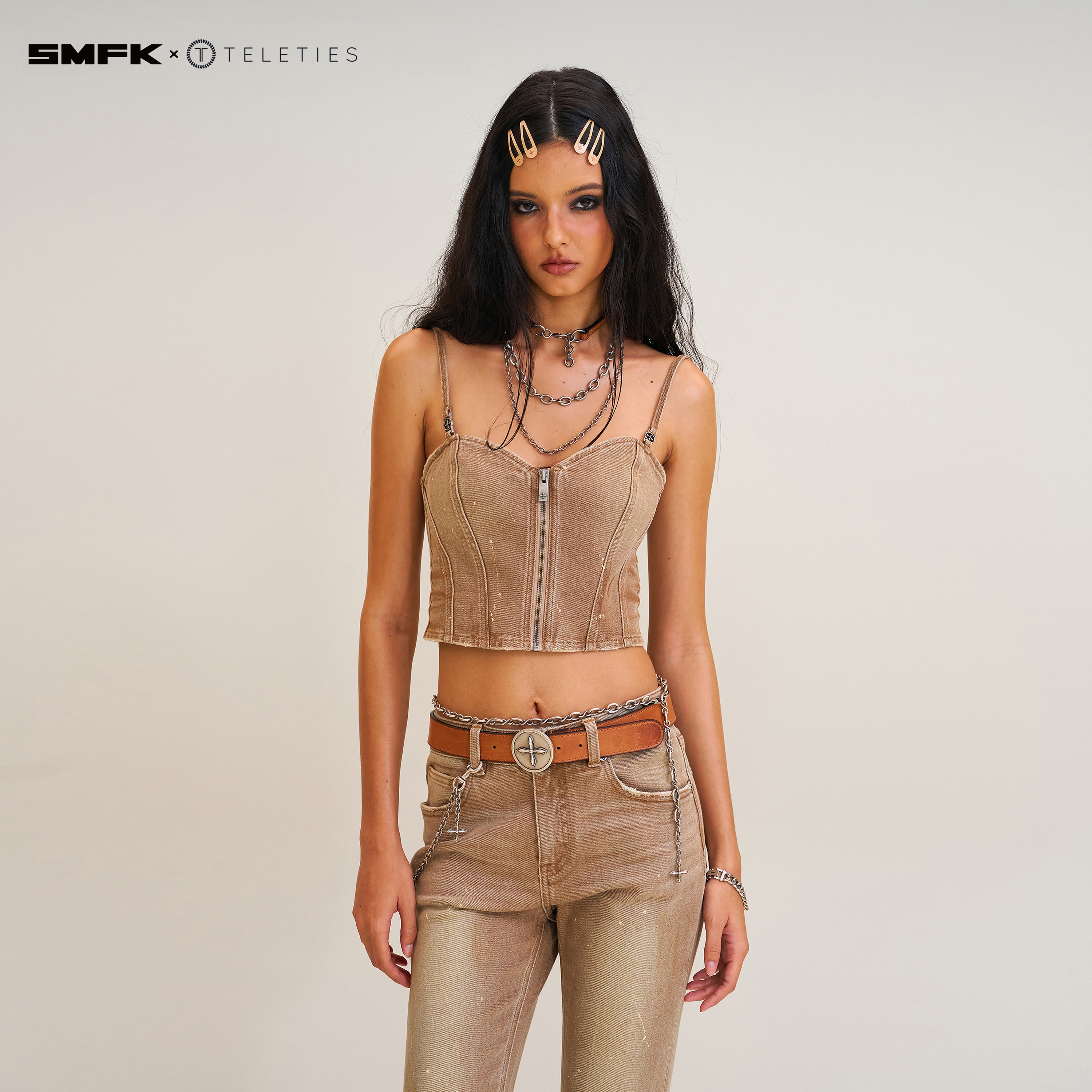 SMFK X TELETIES Snap Clips SAND COLOR