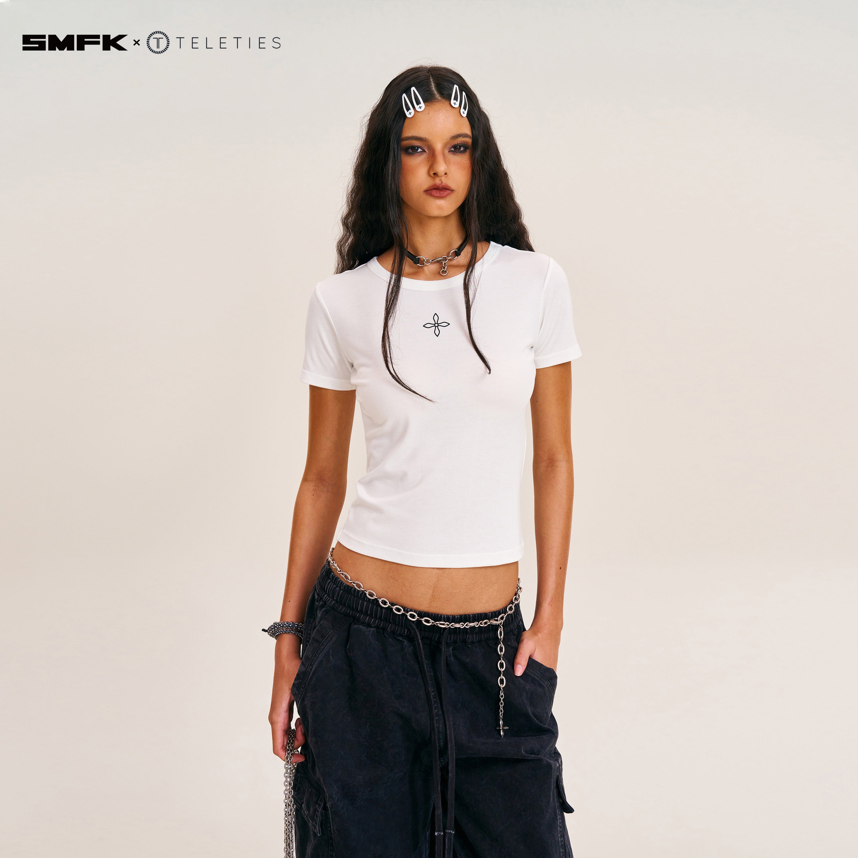 SMFK X TELETIES ウォータードロップクリップ ホワイト