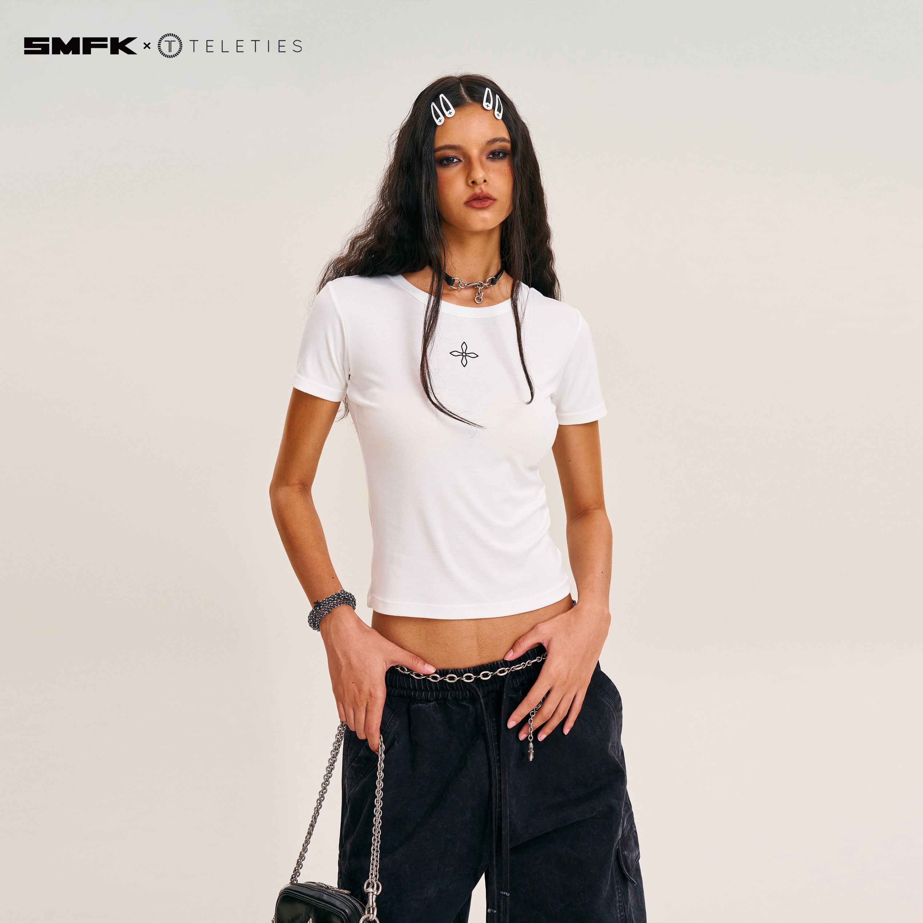 SMFK X TELETIES ウォータードロップクリップ ホワイト