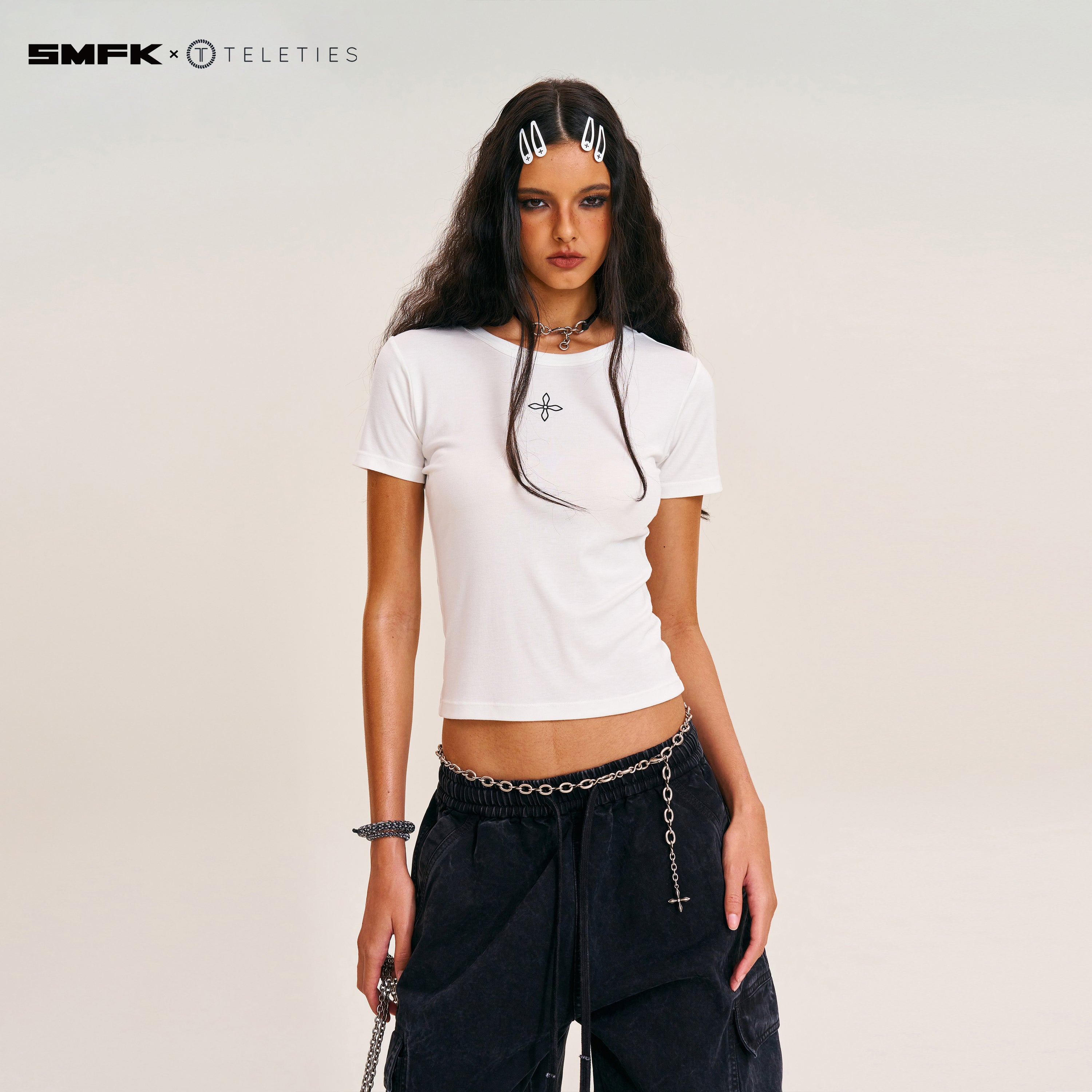SMFK X TELETIES ウォータードロップクリップ ホワイト