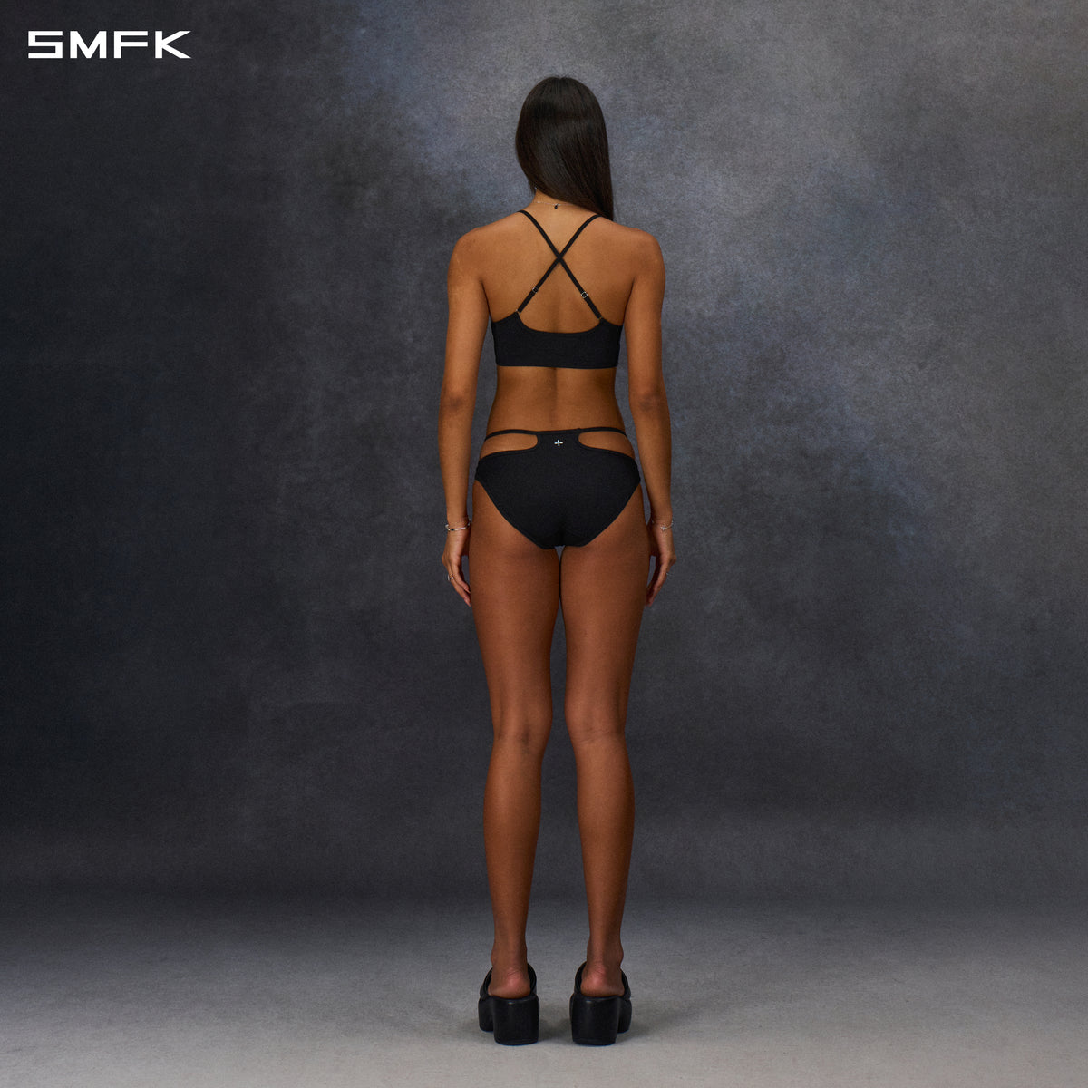 POISE CRISSCROSS STRAP UNDERWEAR-1P/LENZING TENCEL+LENZING MODAL WILD BLACK