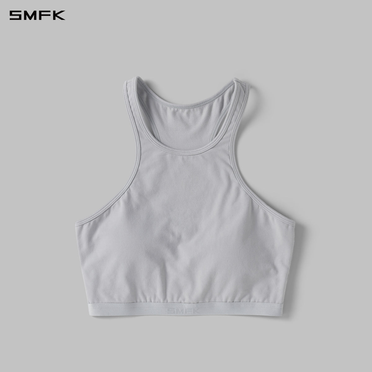 POISE ROUND NECK SPORTS BRALETTE WITH PADDING/COMBED COTTON+SPANDEX GLACIER GREY