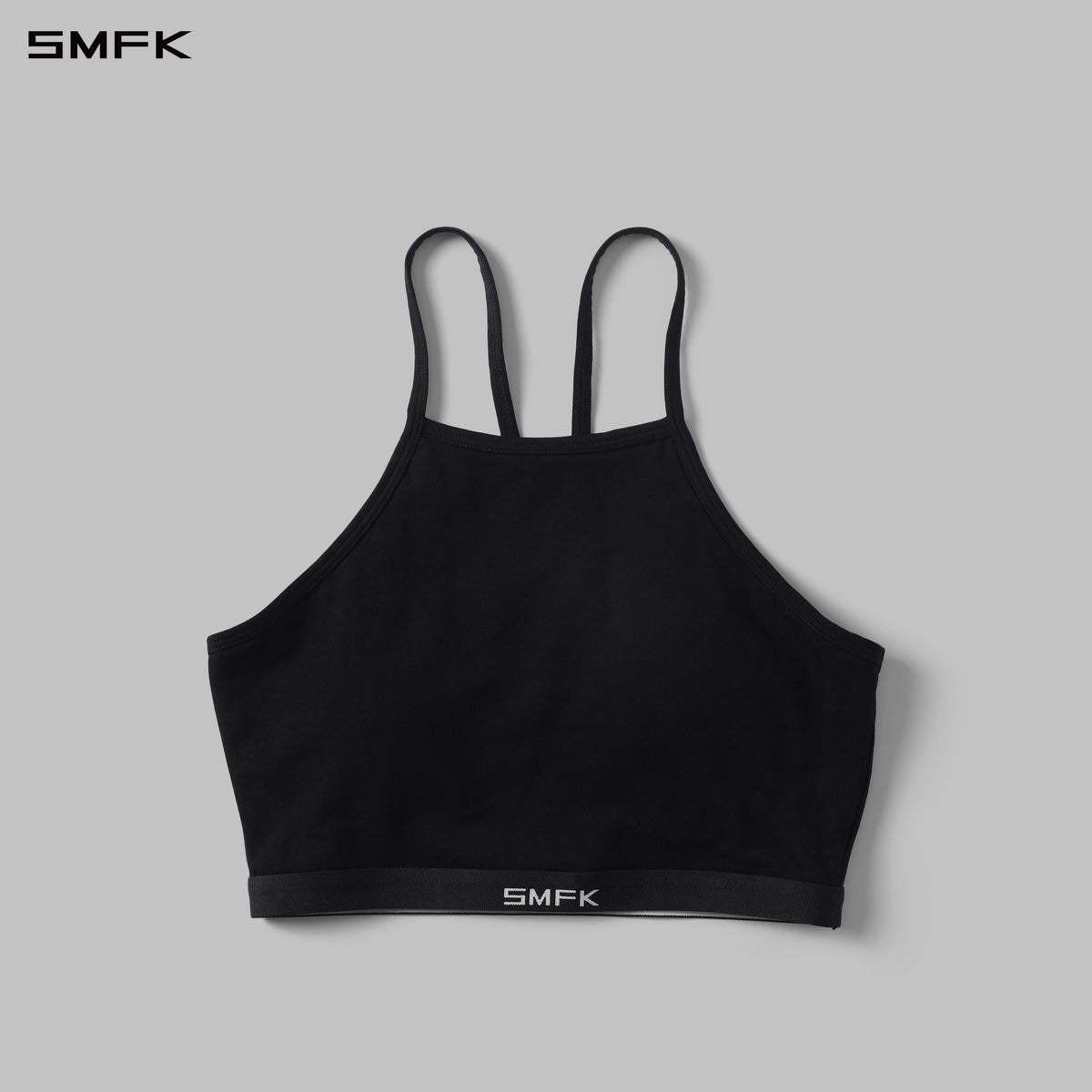 POISE ROUND NECK STRAPLESS SPORTS BRALETTE WITH PADDING/COMBED COTTON+SPANDEX WILD BLACK