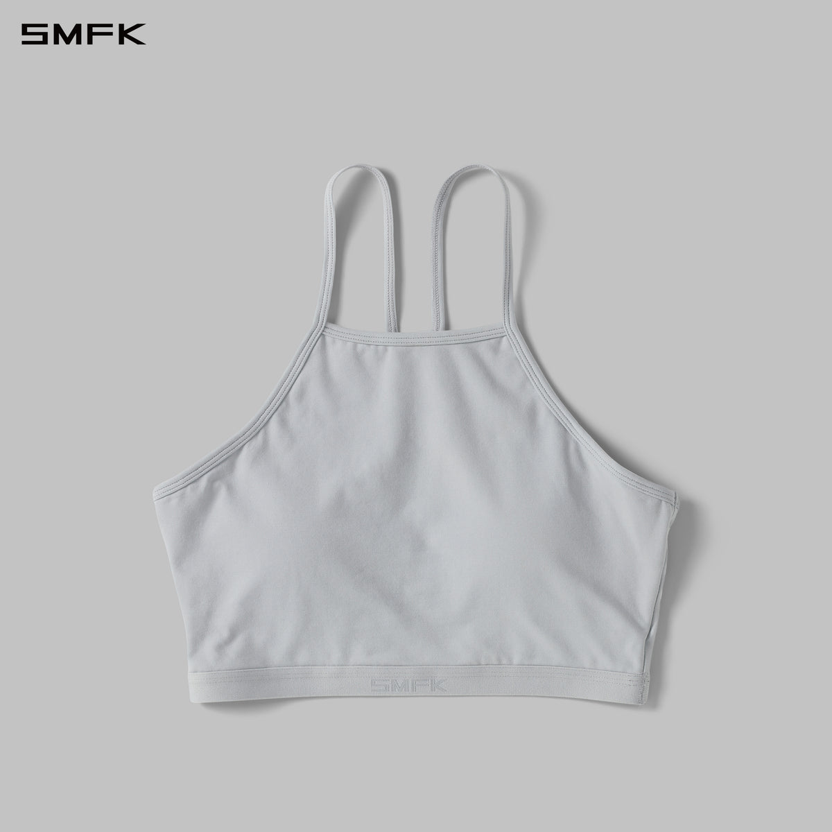 POISE ROUND NECK STRAPLESS SPORTS BRALETTE WITH PADDING/COMBED COTTON+SPANDEX GLACIER GREY