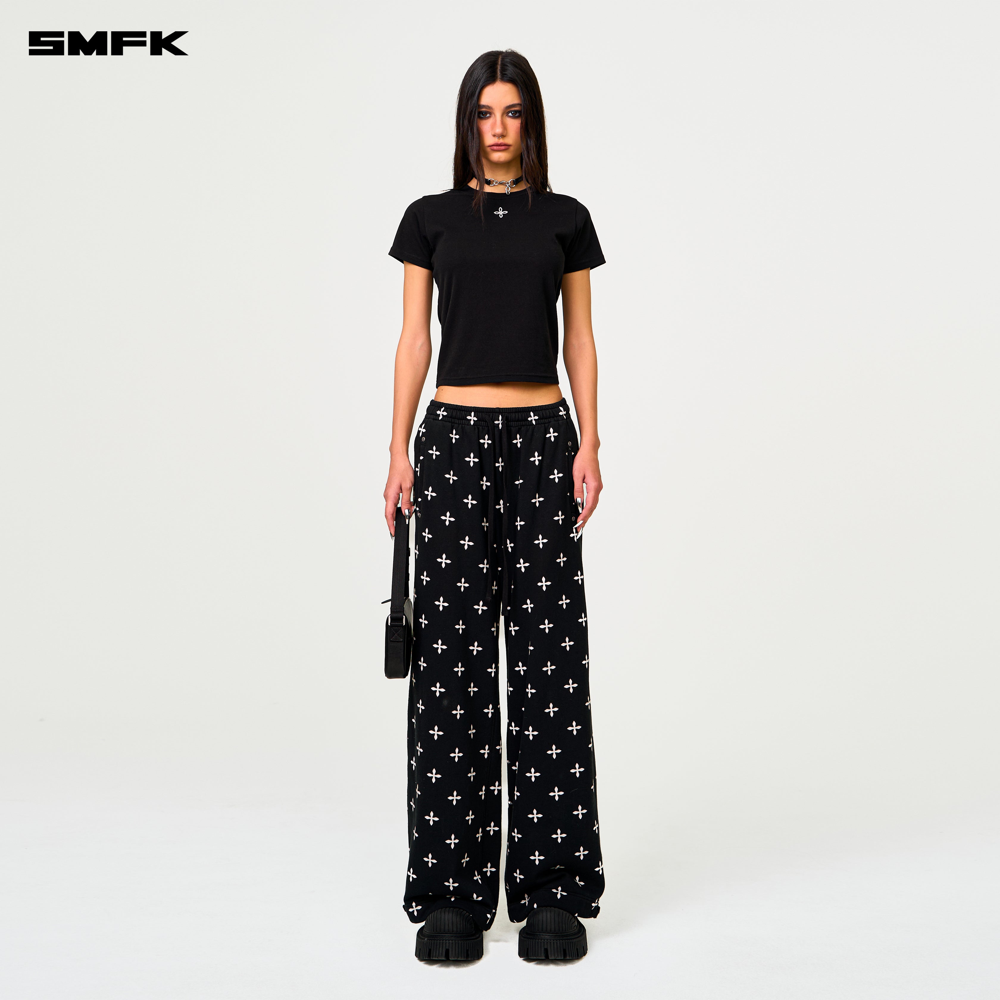 Compass Black Garden Wide-Leg Track Pants – SMFK Official